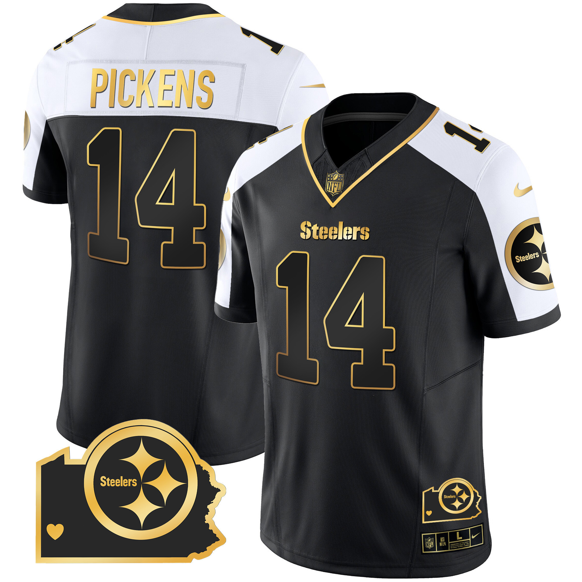 George Pickens Men's Pittsburgh Steelers Home Patch Gold Vapor Alternate Jersey - All Stitched