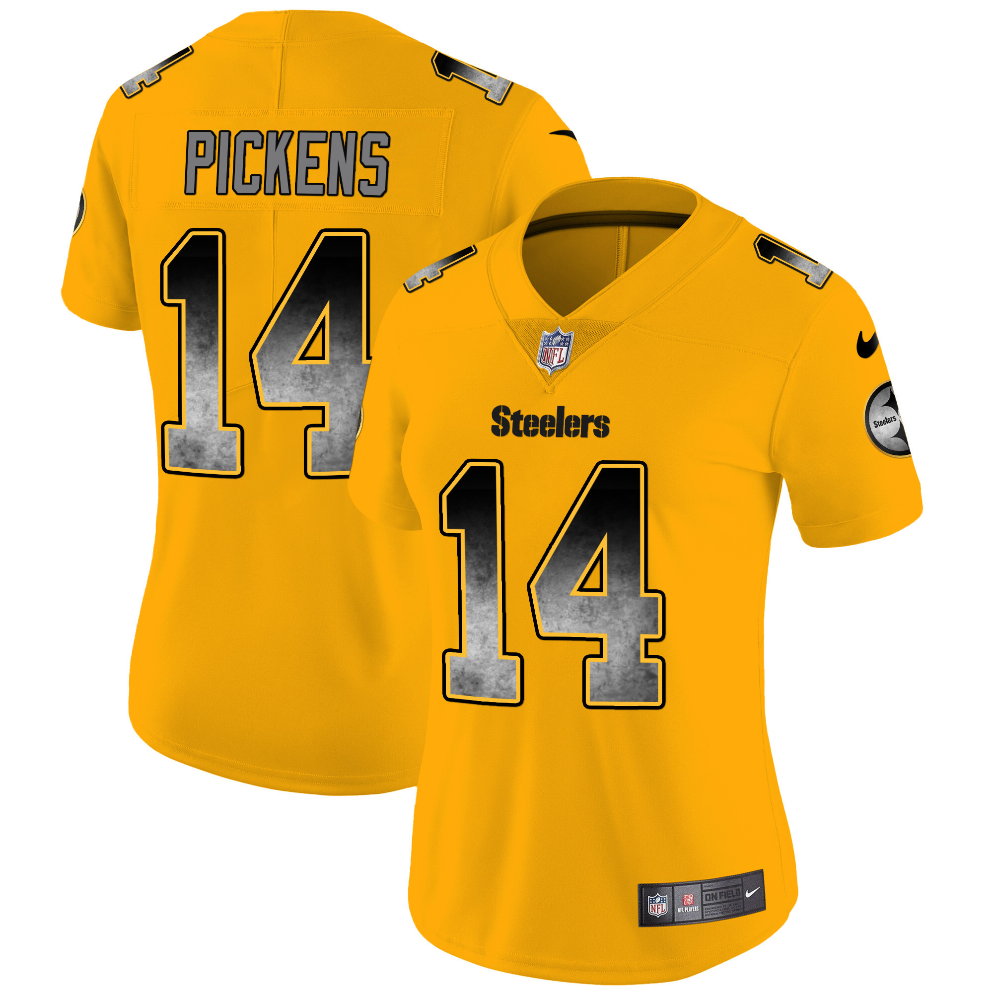 George Pickens Women's Pittsburgh Steelers Arch Smoke Vapor Gold Jersey - All Stitched