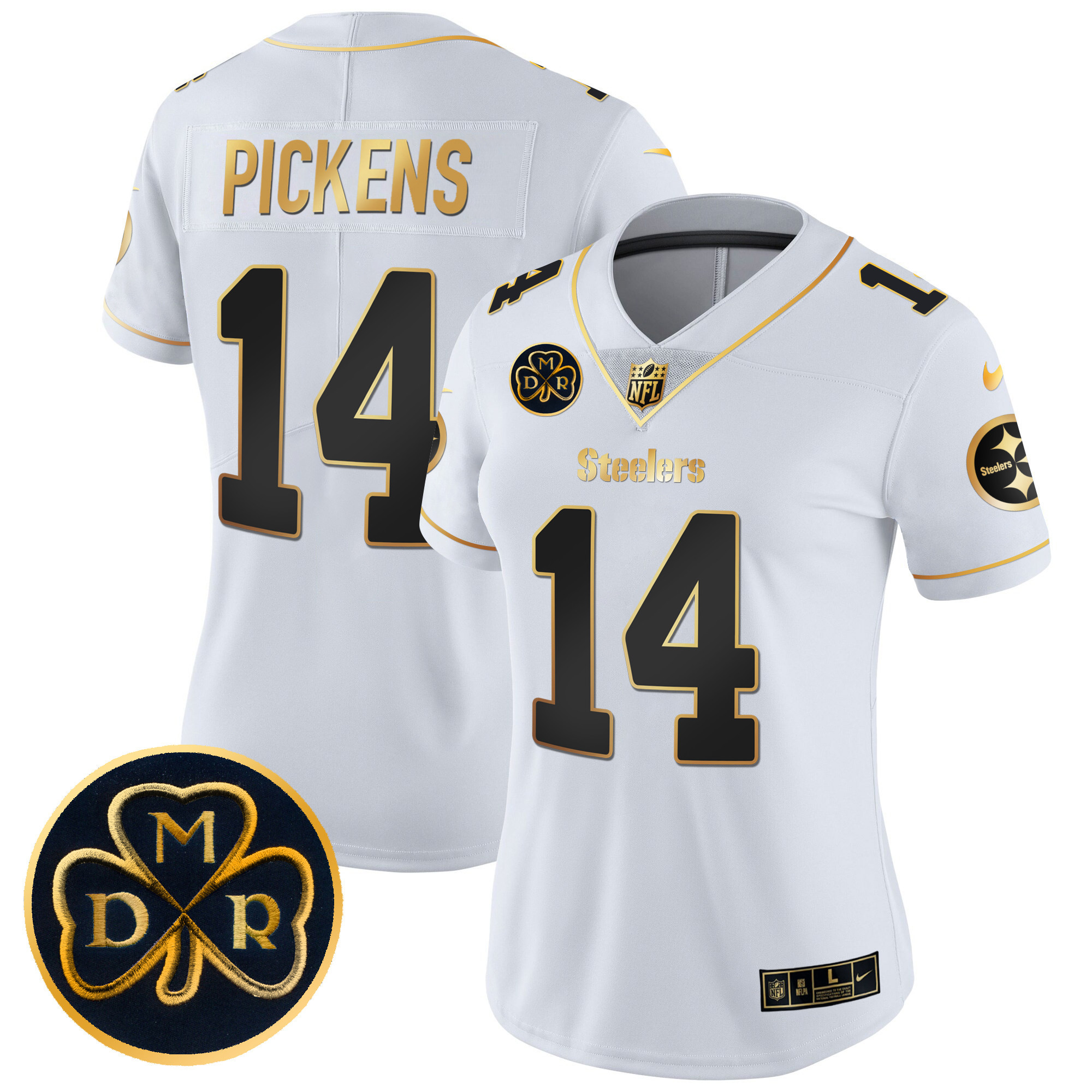 George Pickens Women's Pittsburgh Steelers DMR Patch Gold Vapor Limited White Gold Jersey - All Stitched