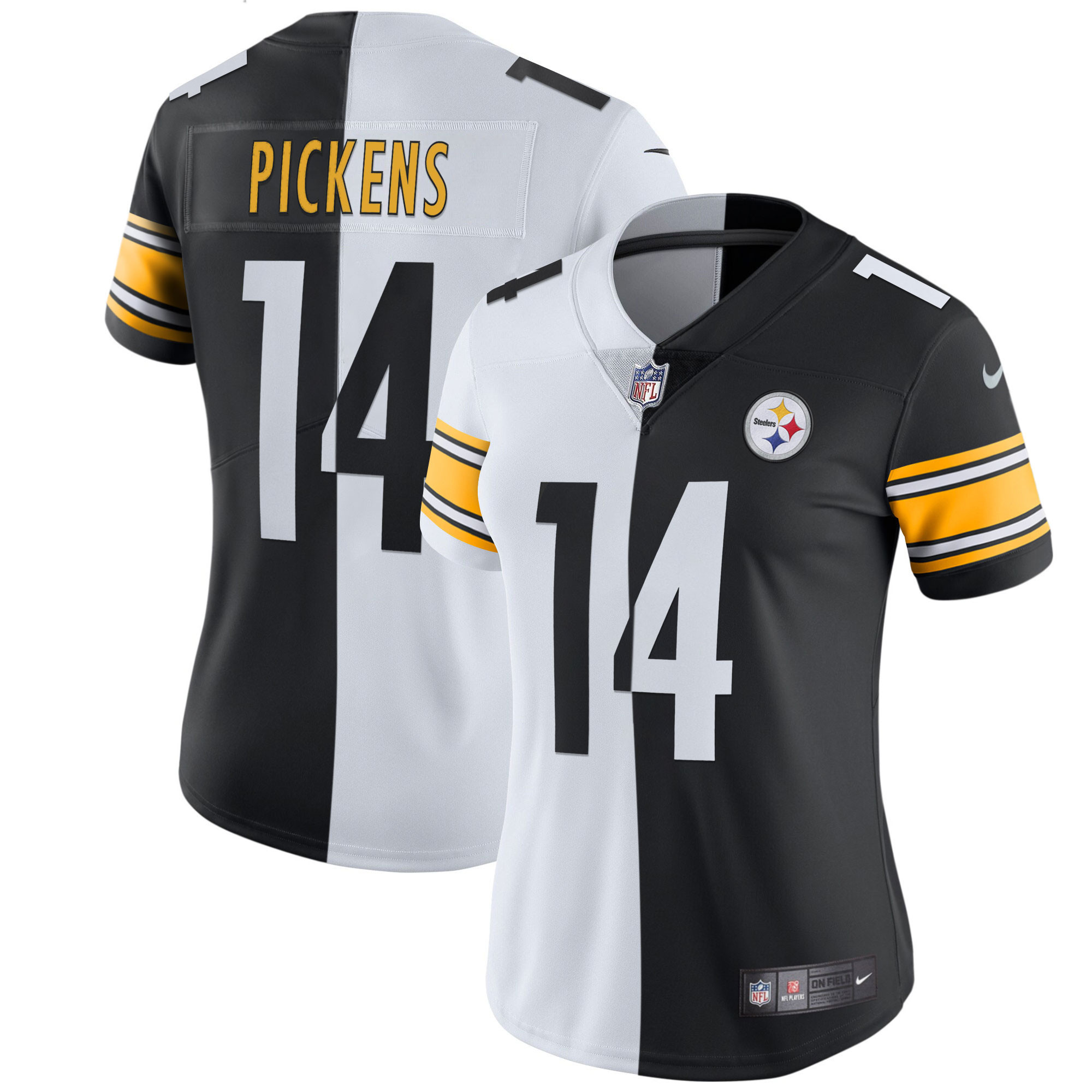 George Pickens Women's Pittsburgh Steelers White Gold & Black Gold - All Stitched Split Jersey - All Stitched