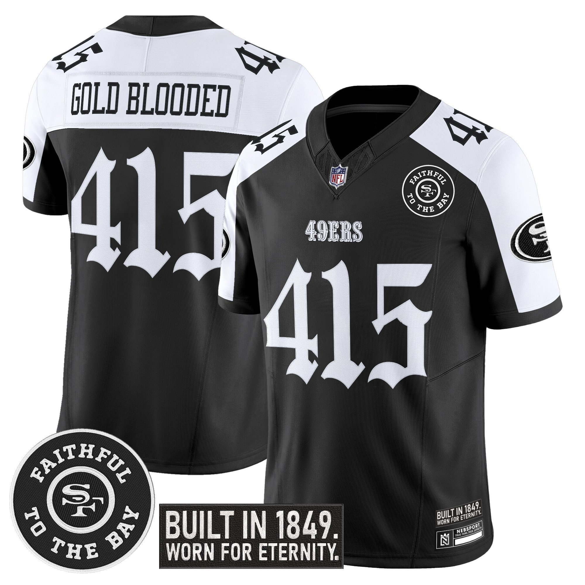 Gold Blooded 415 Men's San Francisco 49ers 'Fog City Gothic Edition' Vapor Limited Alternate Jersey - All Stitched