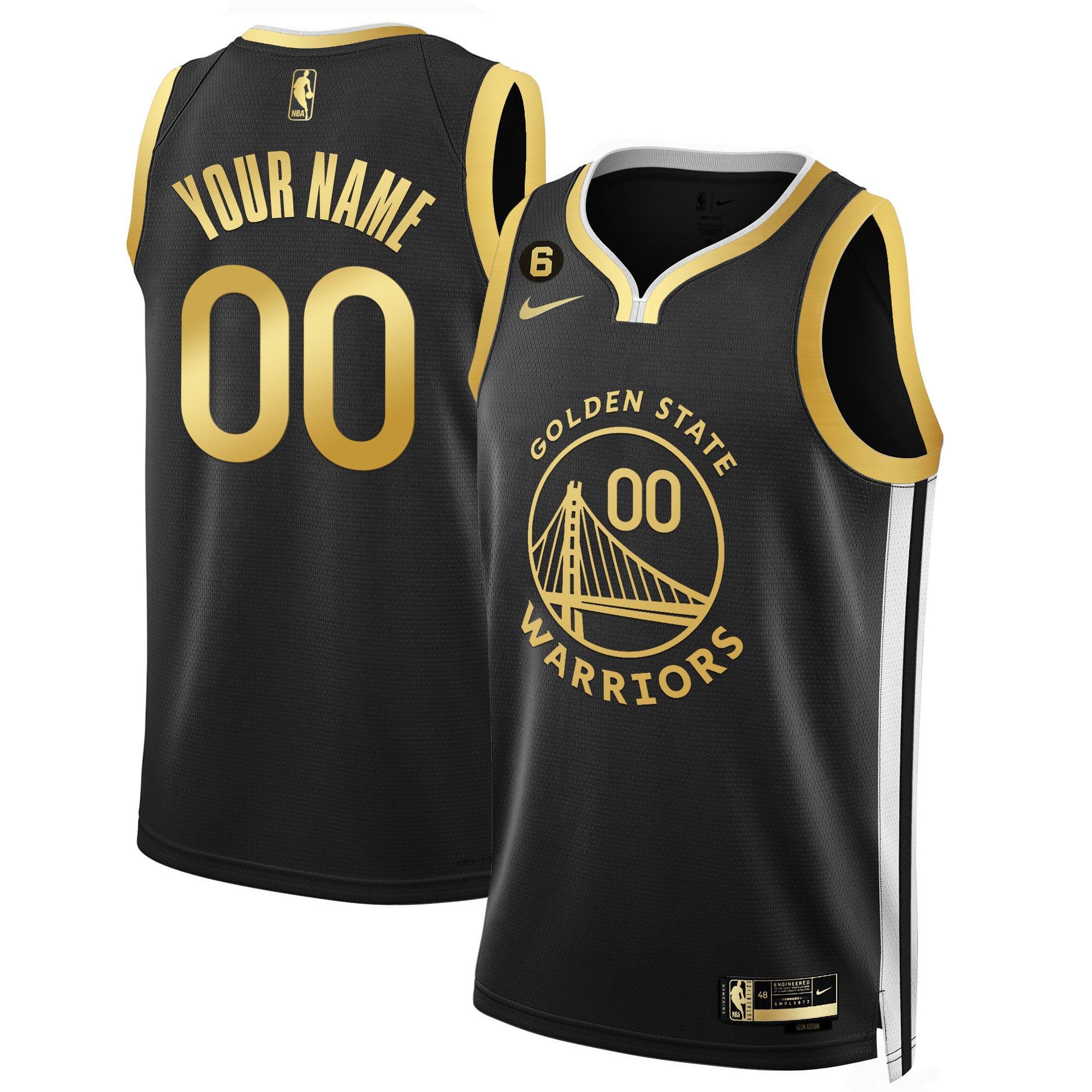 Golden State Warriors Icon Black Gold Custom Jersey - All Stitched - Image 2