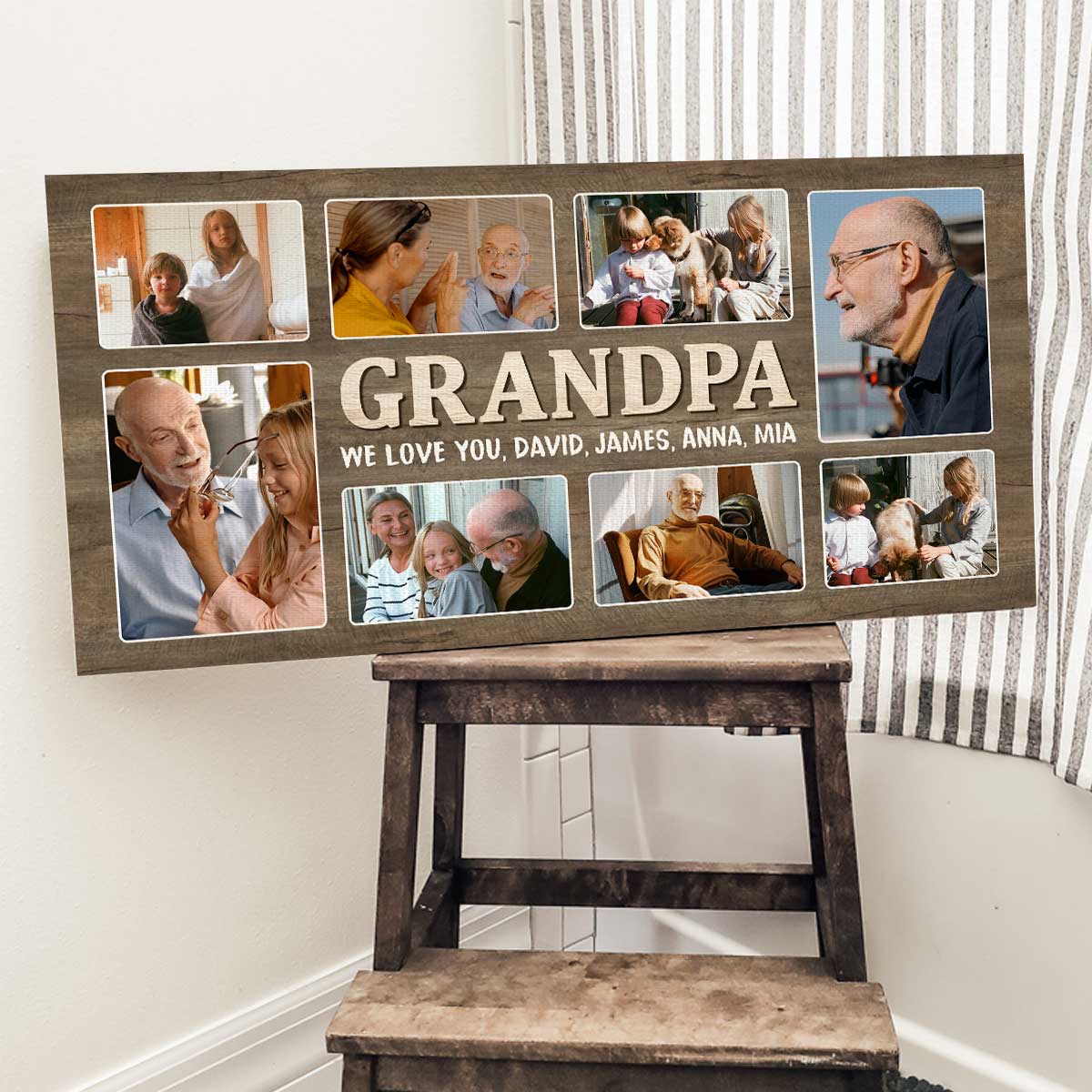 Grandpa Presents For Fathers Day, Personalized Grandpa Gifts, Grandpa Photo Collage Canvas, Grandpa Birthday Gifts