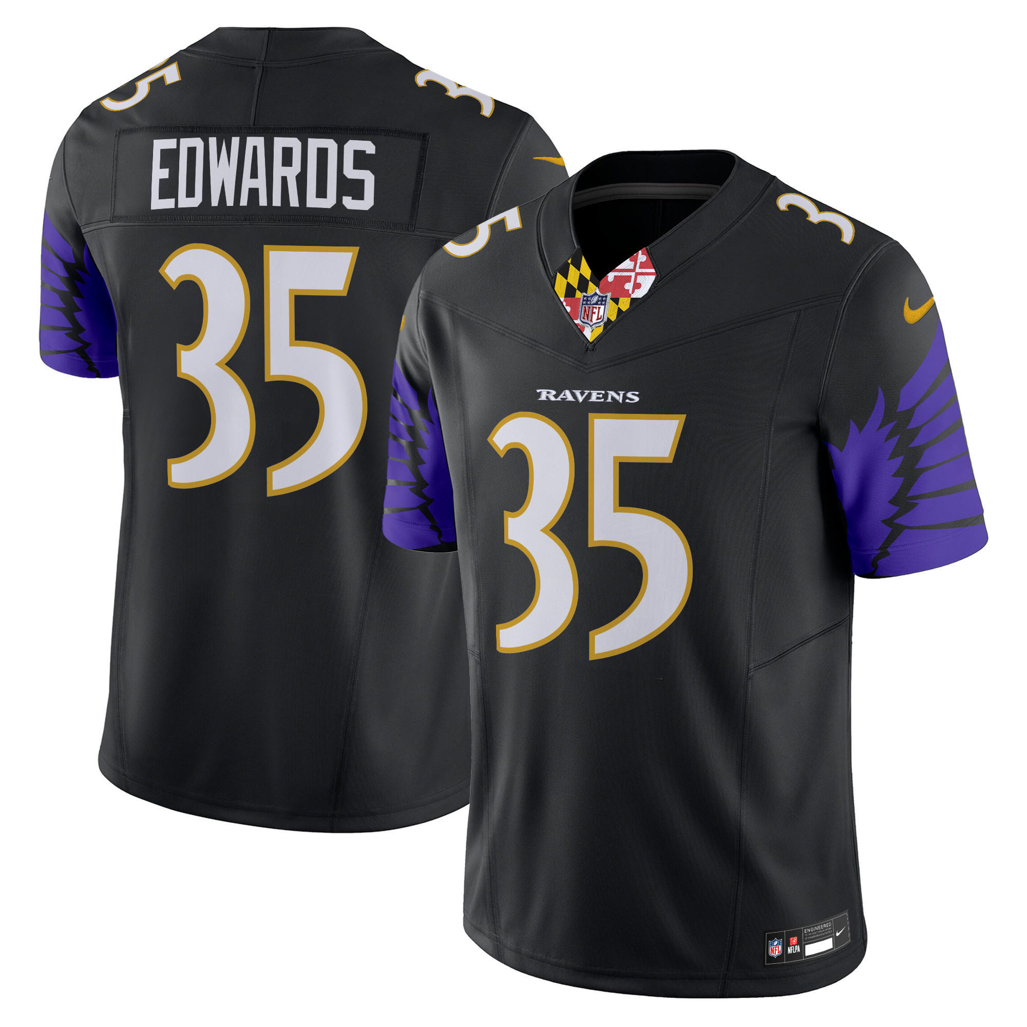 Gus Edwards Men's Baltimore Ravens Special Vapor Limited Black Jersey - All Stitched