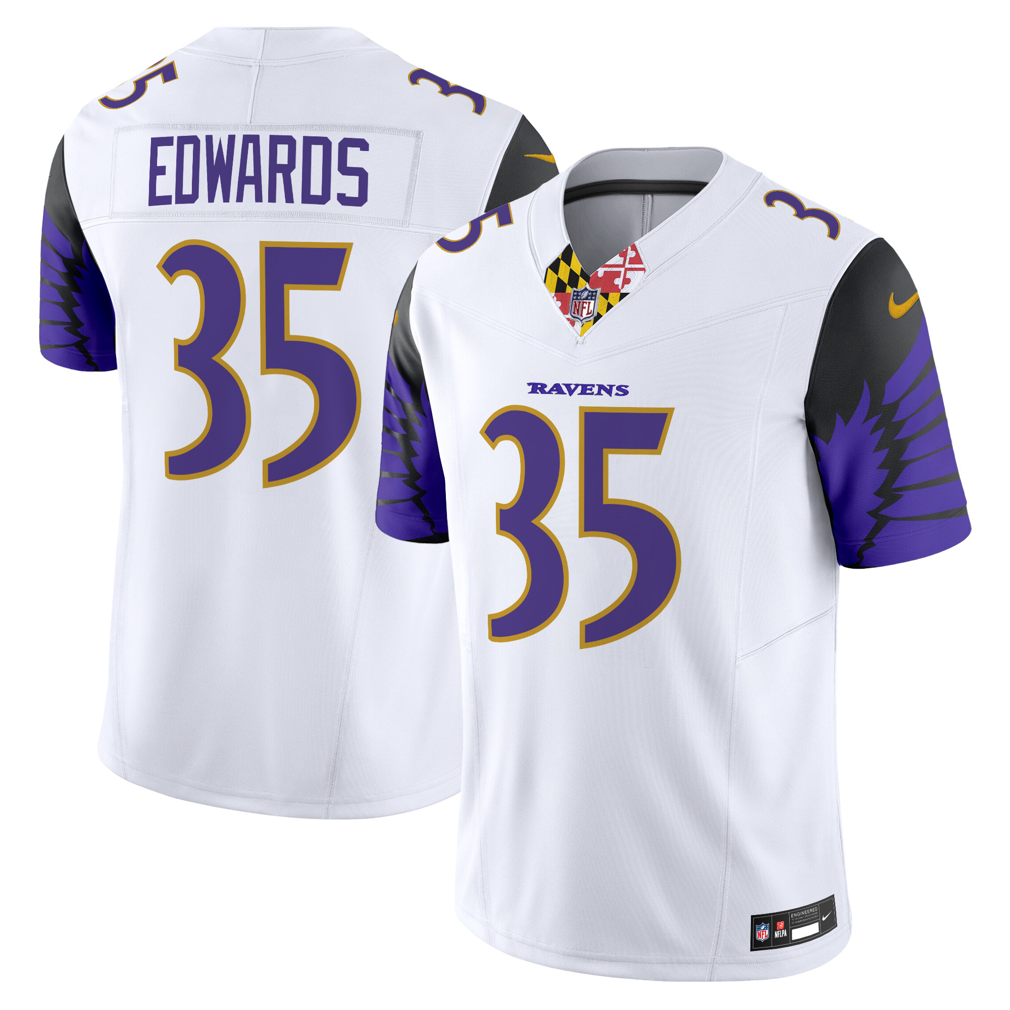 Gus Edwards Men's Baltimore Ravens Special Vapor Limited White Jersey - All Stitched