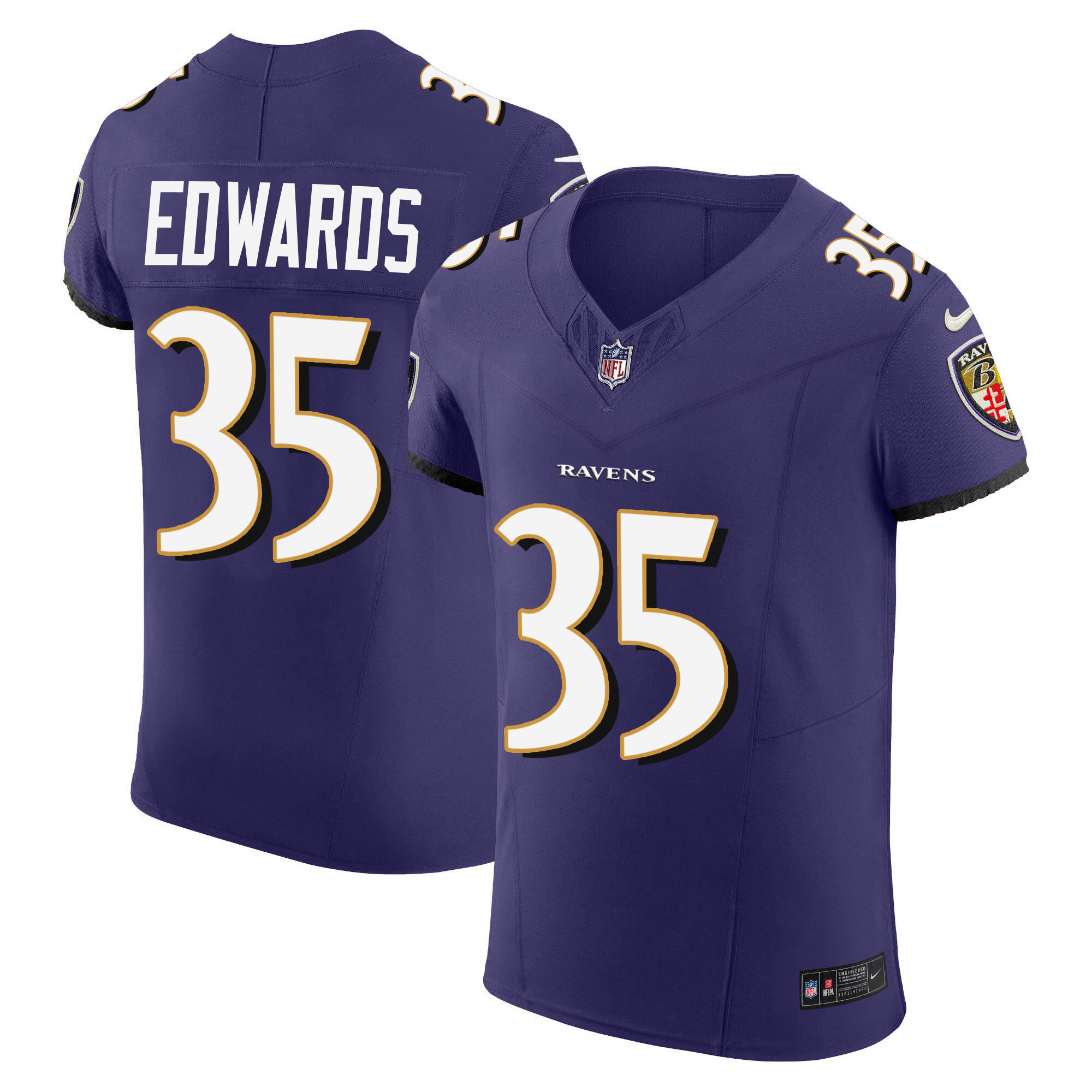 Gus Edwards Men's Baltimore Ravens Vapor Elite Purple Jersey - All Stitched