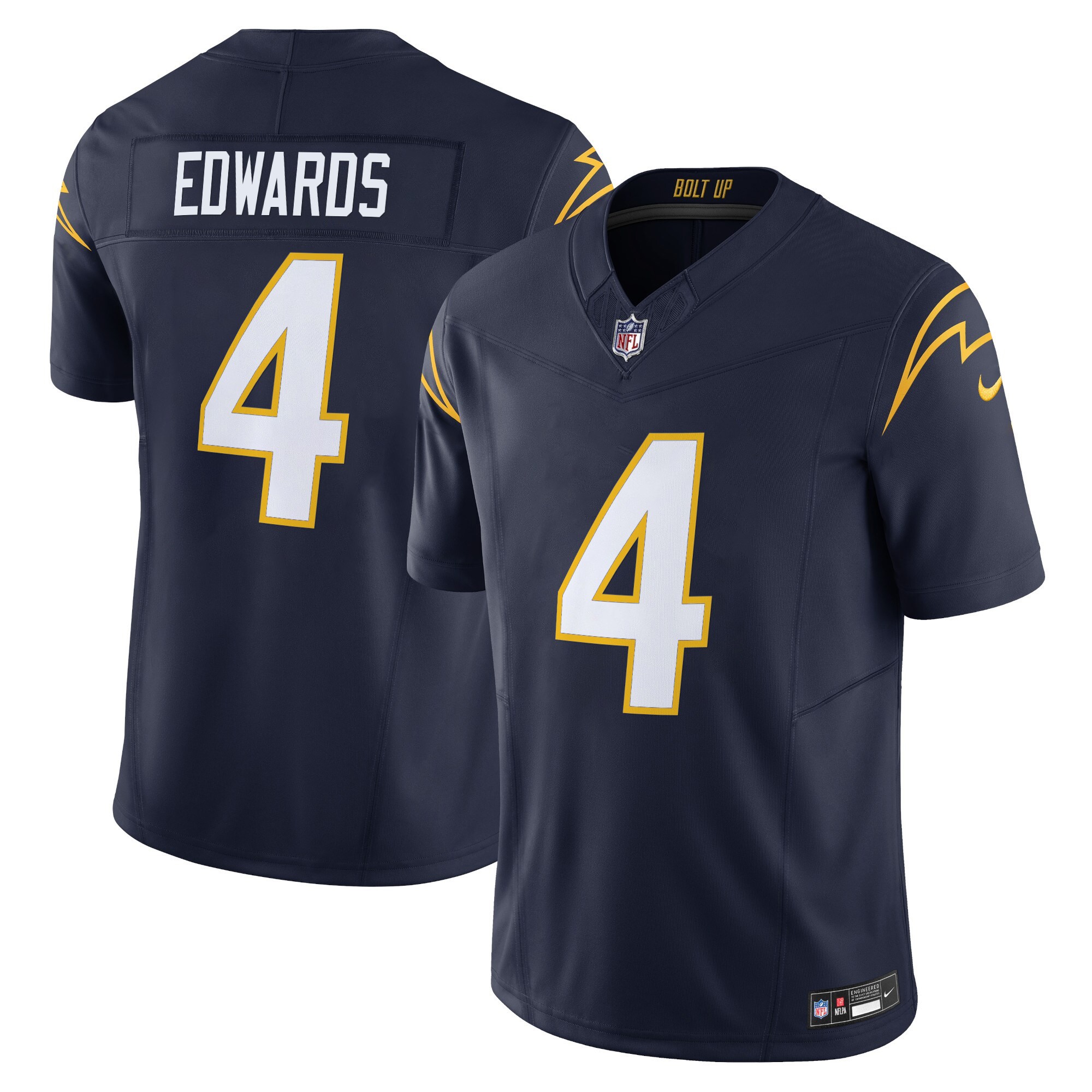 Gus Edwards Men's Los Angeles Chargers 2024 Vapor Limited Navy Jersey - All Stitched