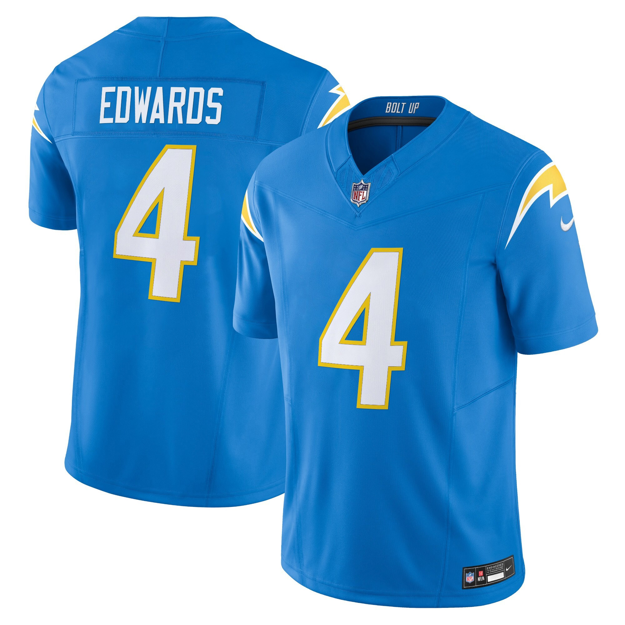 Gus Edwards Men's Los Angeles Chargers 2024 Vapor Limited Powder Blue Jersey - All Stitched