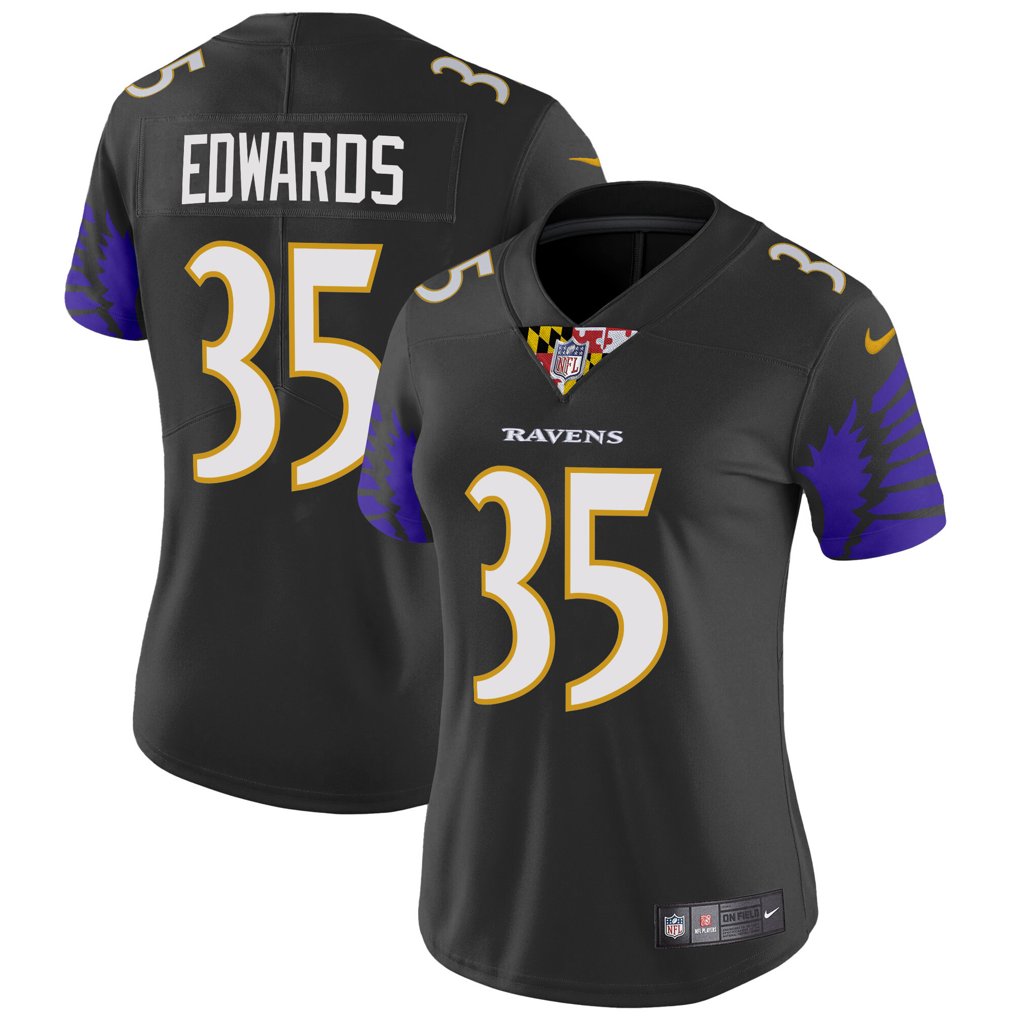 Gus Edwards Women's Baltimore Ravens Special Vapor Limited Black Jersey - All Stitched