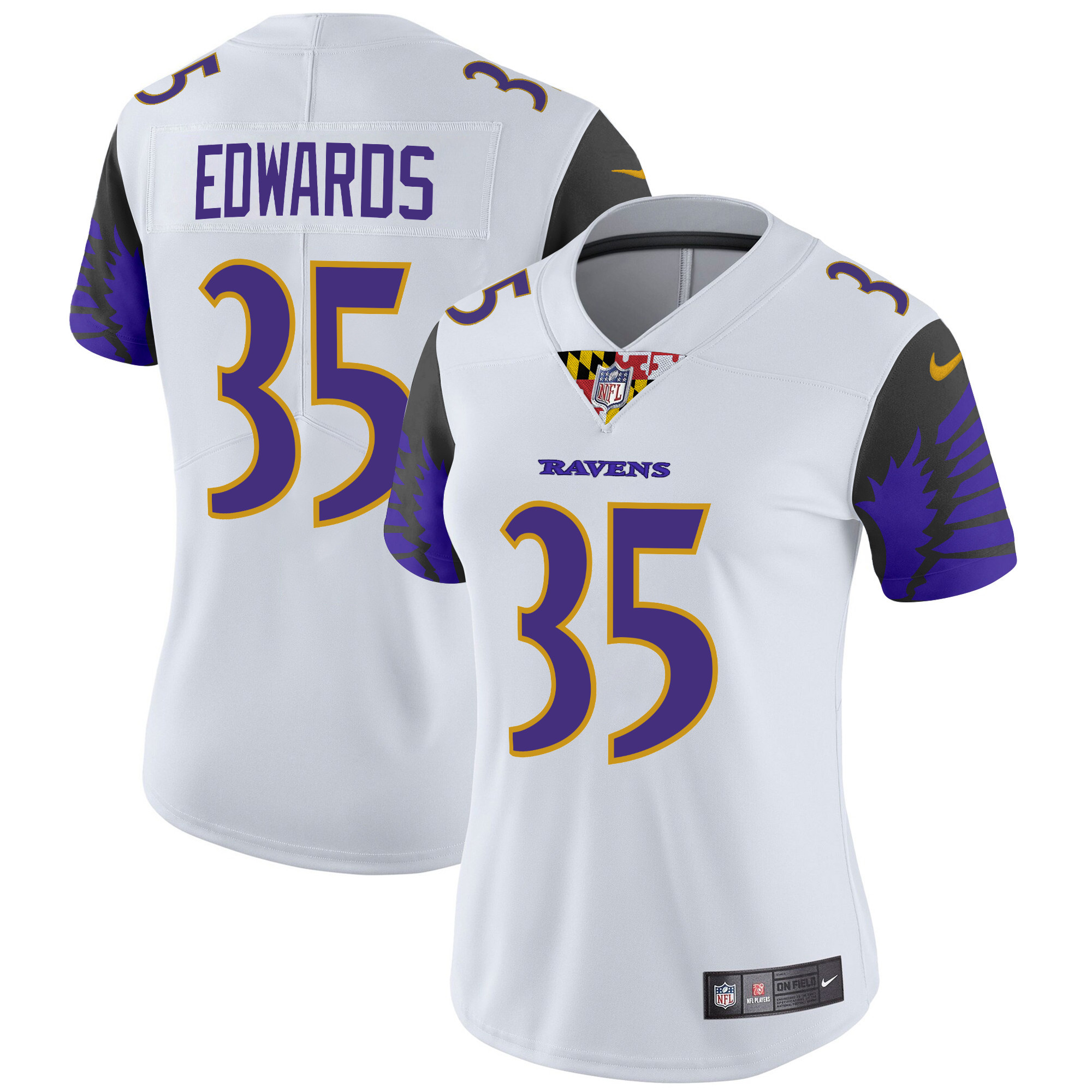Gus Edwards Women's Baltimore Ravens Special Vapor Limited White Jersey - All Stitched
