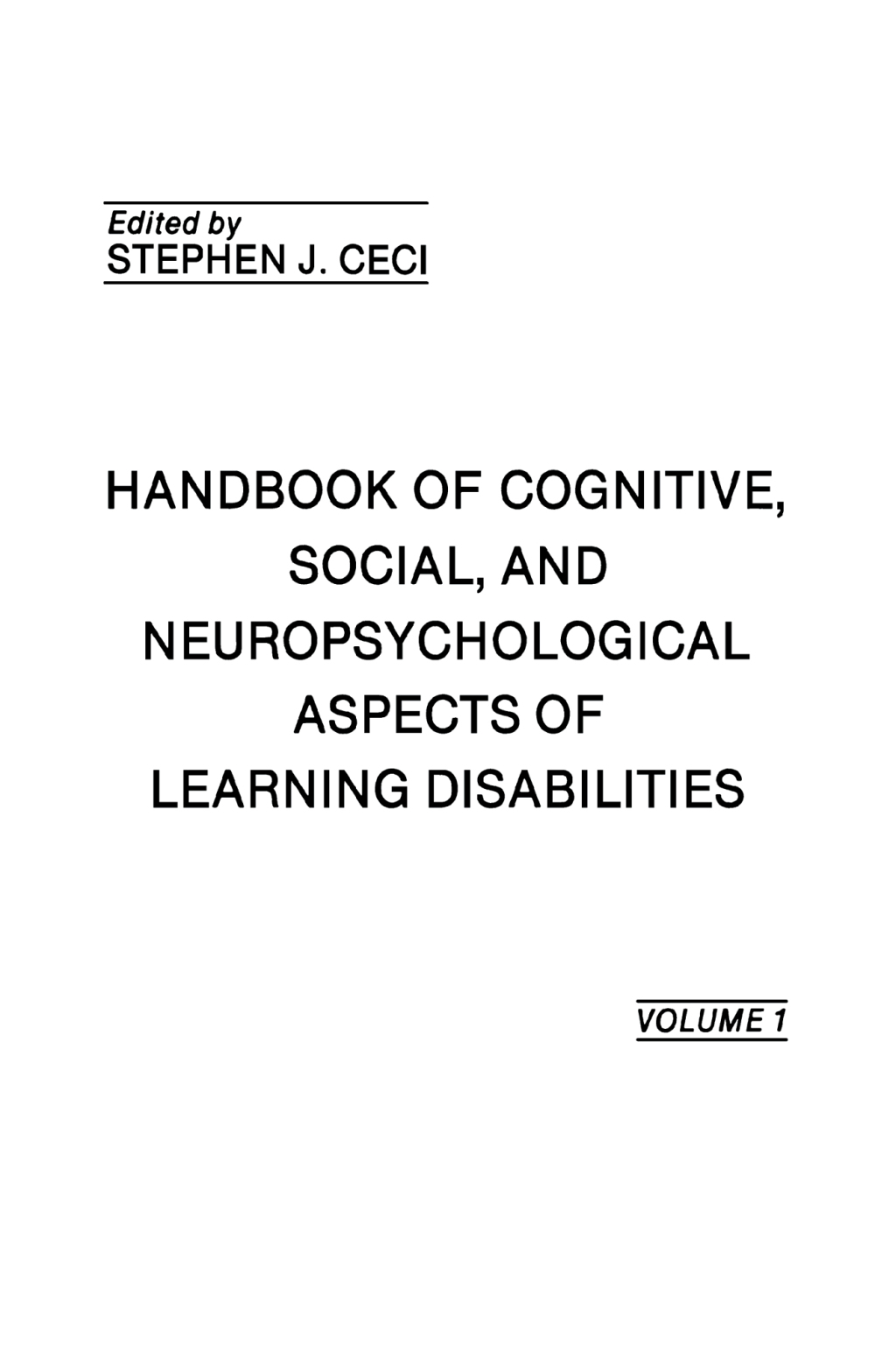 Handbook of Cognitive, Social, and Neuropsychological Aspects of Learning Disabilities Volume I 1st Edition - (PDF/EPUB Version)