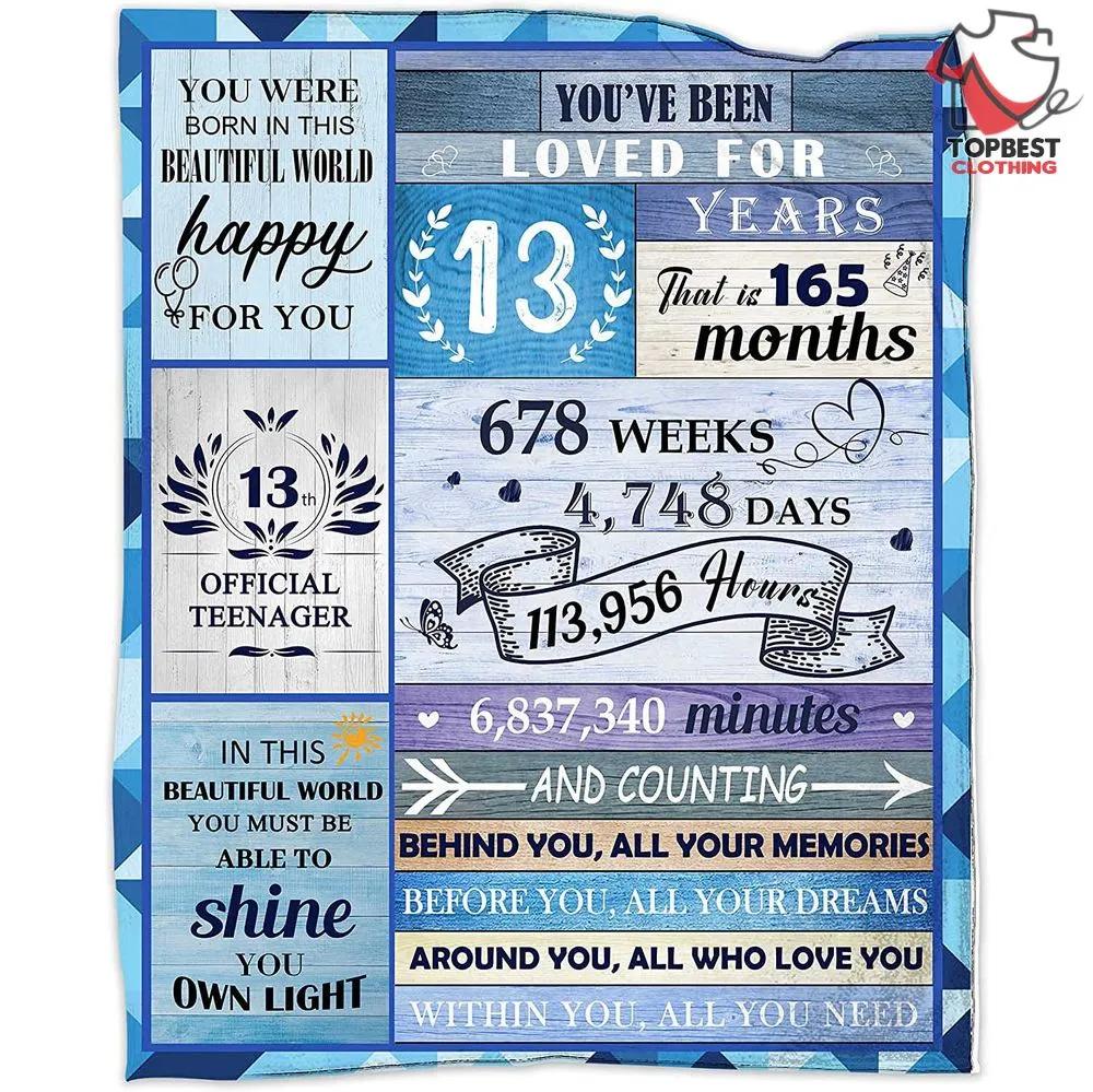 Happy 13Th Birthday Granddaughter Fleece Quilt Blanket 13Th Birthday Decorations Gift For Girls Sister - TopBestClothing