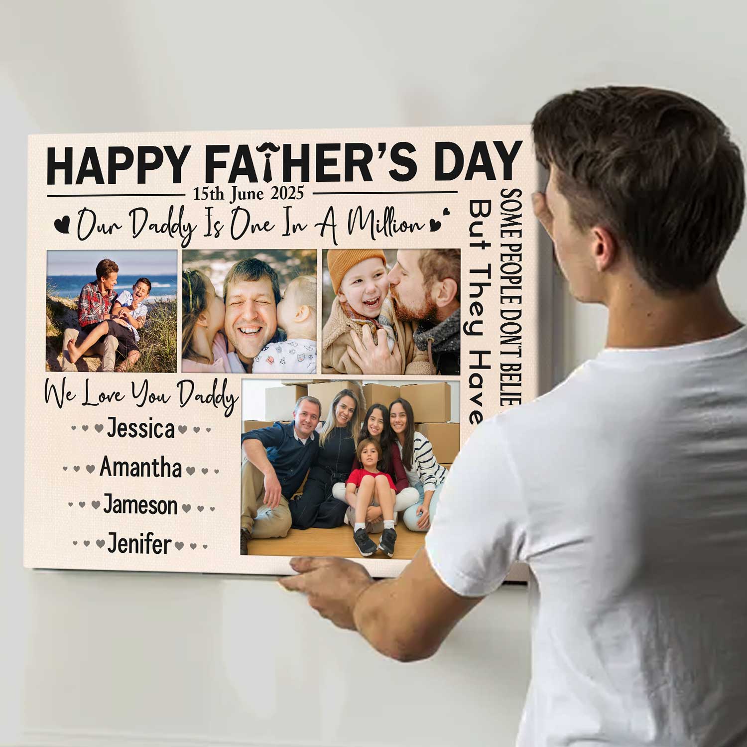 Happy Fathers Day Photo Canvas, Custom FatherÃ¢â‚¬â„¢s Day Gifts, Dad Gifts From Kids, Dad Gift