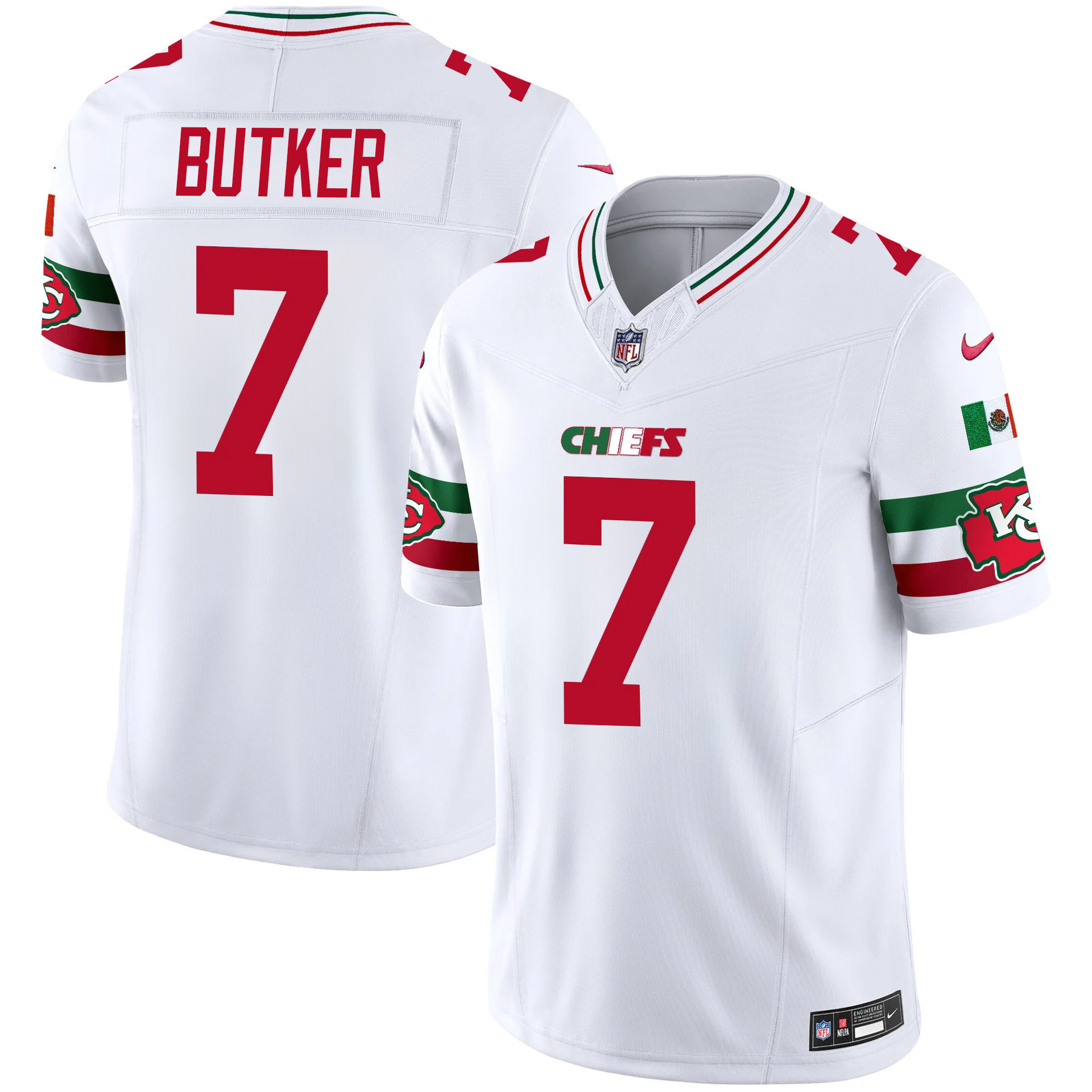 Harrison Butker Men's Kansas City Chiefs Mexico Vapor Limited White Jersey - All Stitched