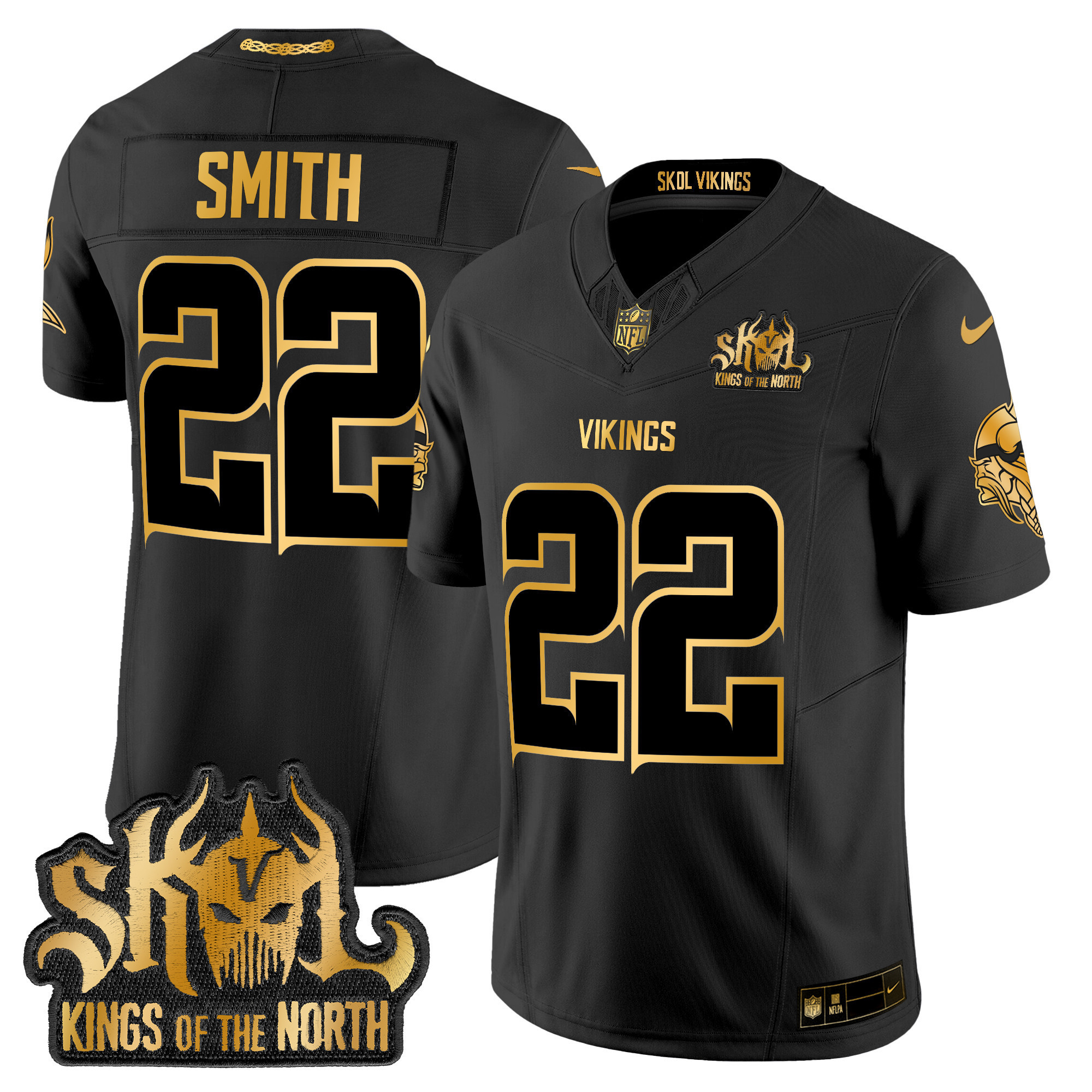 Harrison Smith Men's Minnesota Vikings 2024 Winter Warrior Skol Patch Gold Vapor Limited Black Gold Jersey - All Stitched