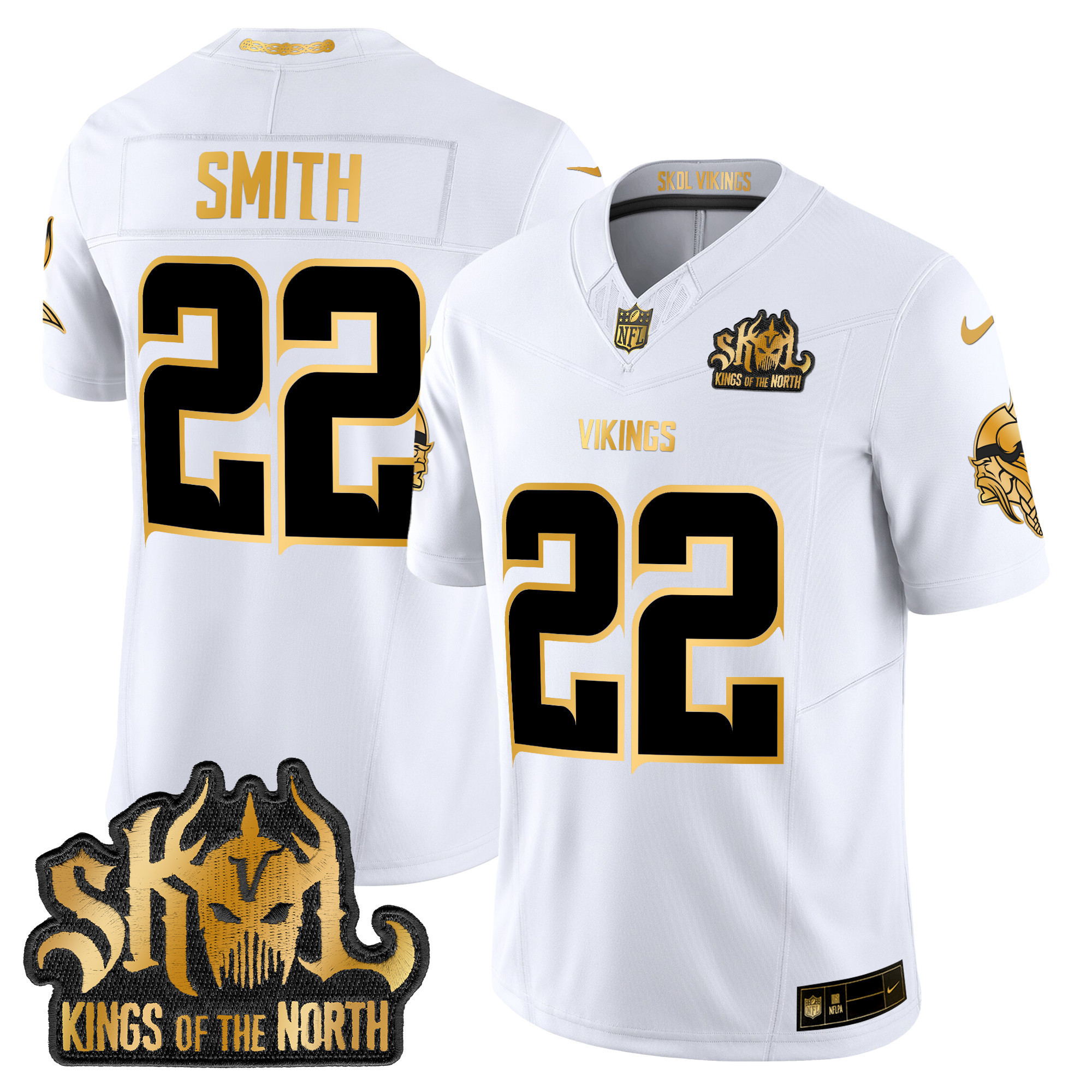 Harrison Smith Men's Minnesota Vikings 2024 Winter Warrior Skol Patch Gold Vapor Limited White Gold Jersey - All Stitched