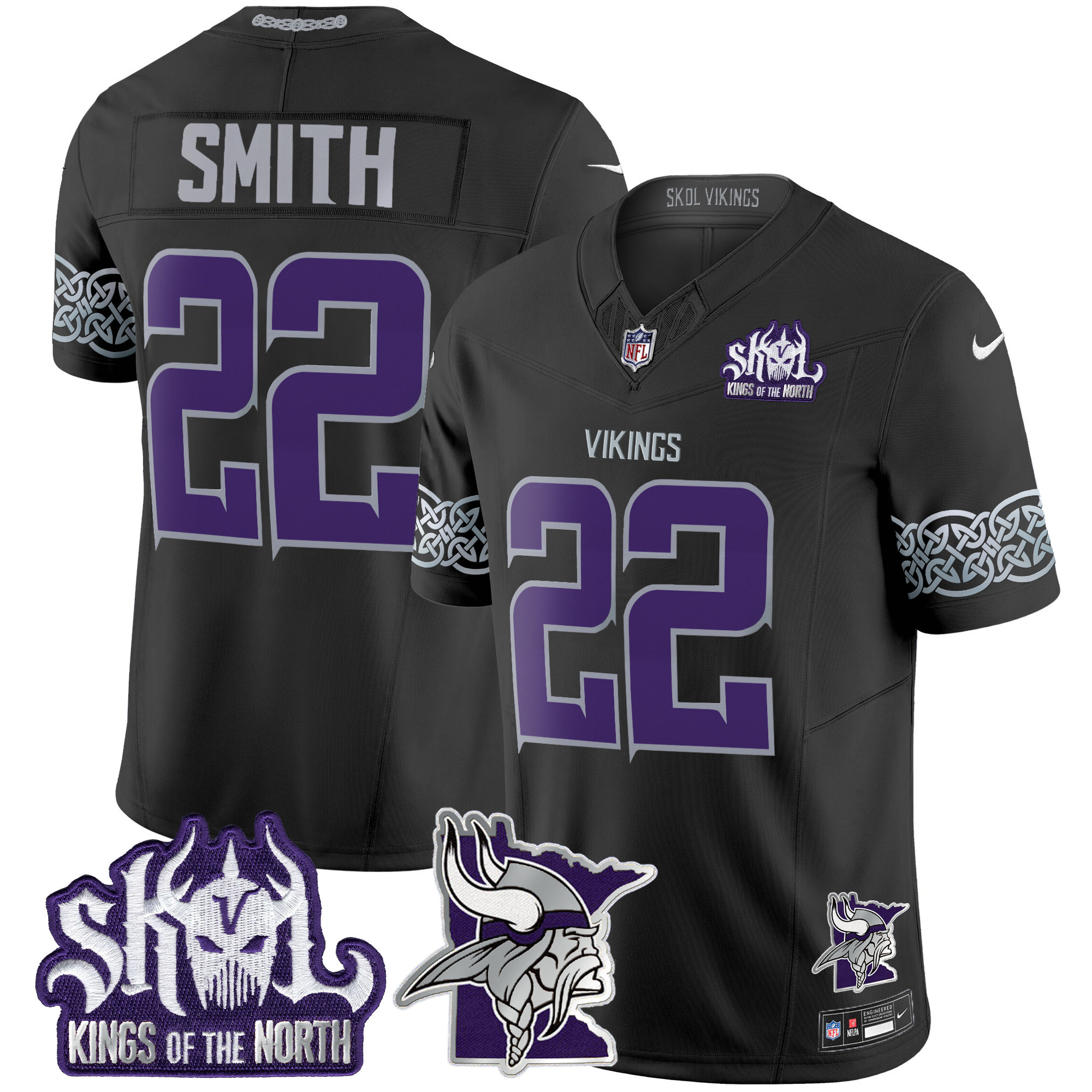 Harrison Smith Men's Minnesota Vikings 2024 Winter Warrior Skol Patch Vapor Limited Black Jersey - All Stitched