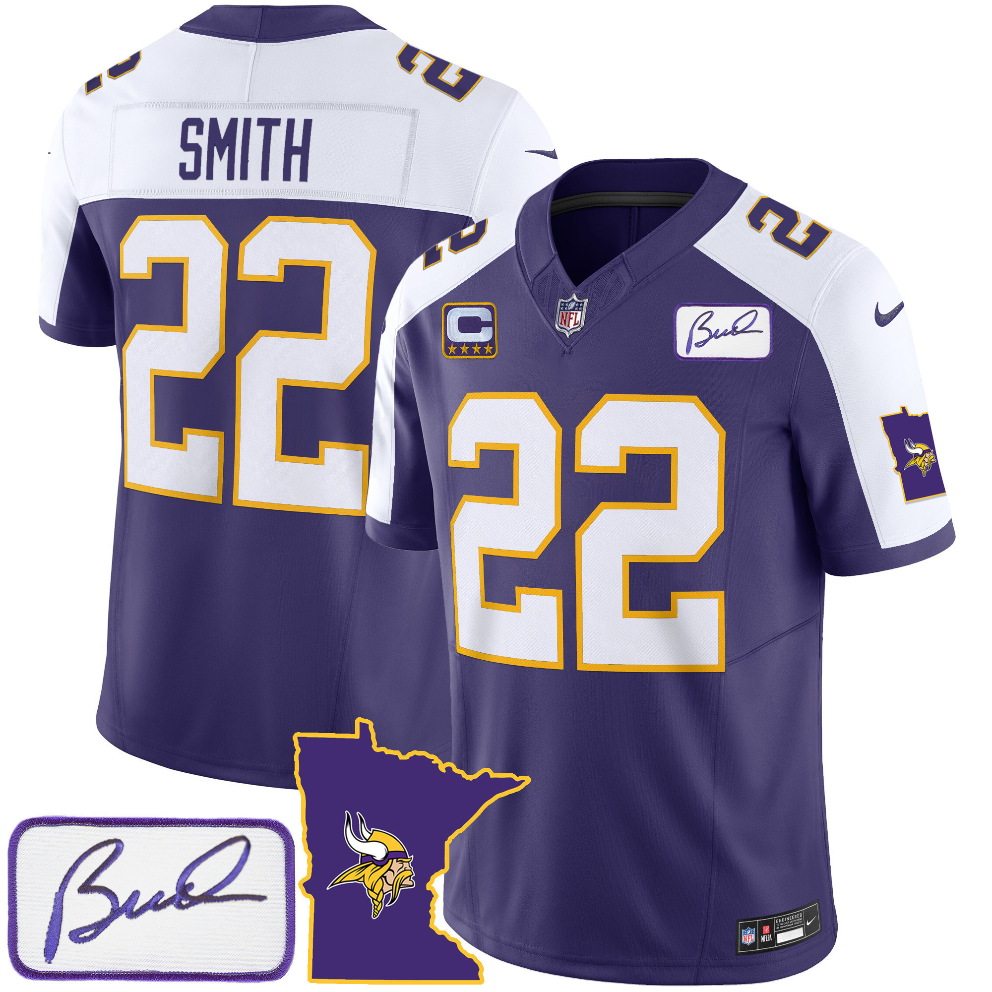 Harrison Smith Men's Minnesota Vikings Bud Grant Patch Classic Limited Alternate Jersey - All Stitched