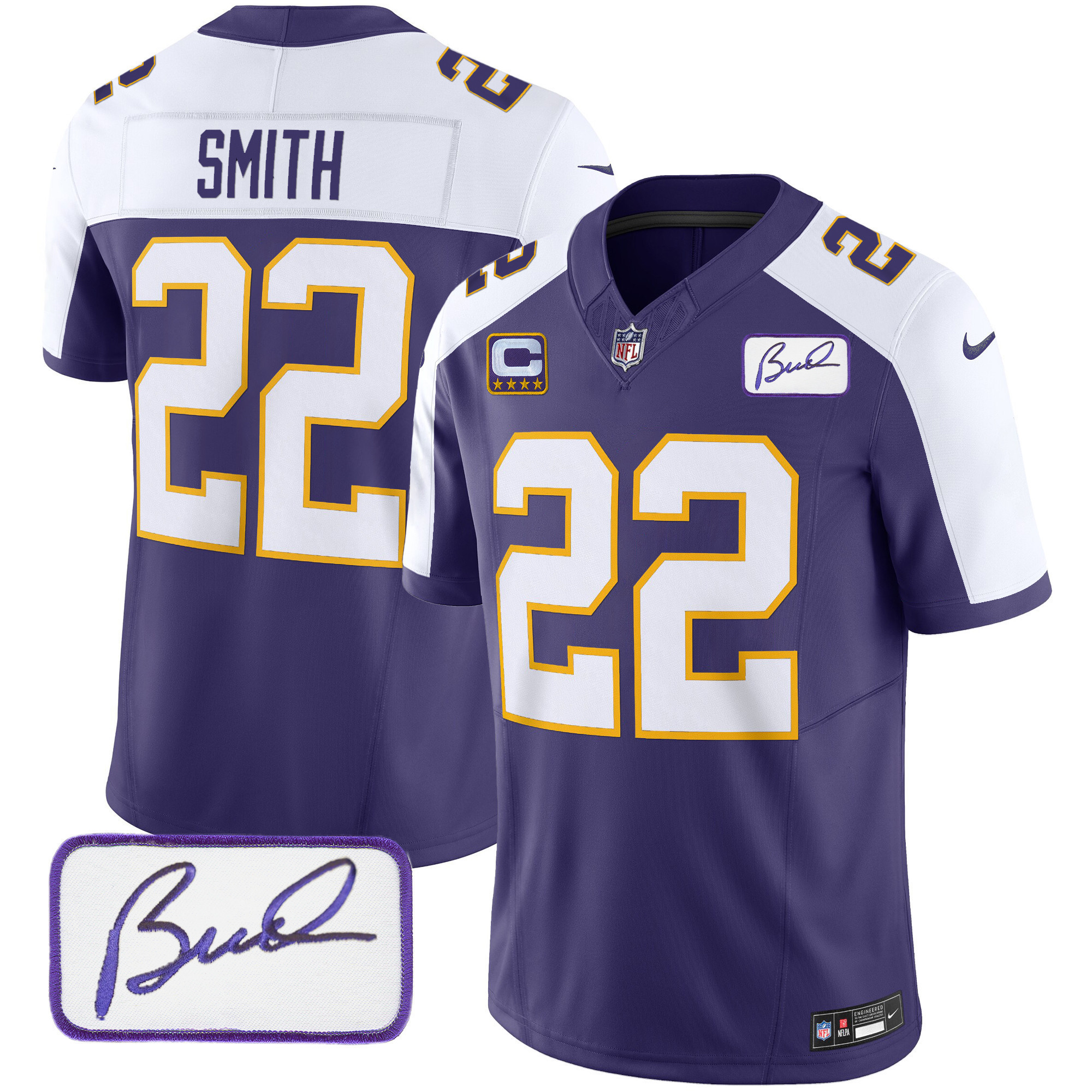 Harrison Smith Men's Minnesota Vikings Bud Grant Patch Classic Limited Alternate Jersey - All Stitched