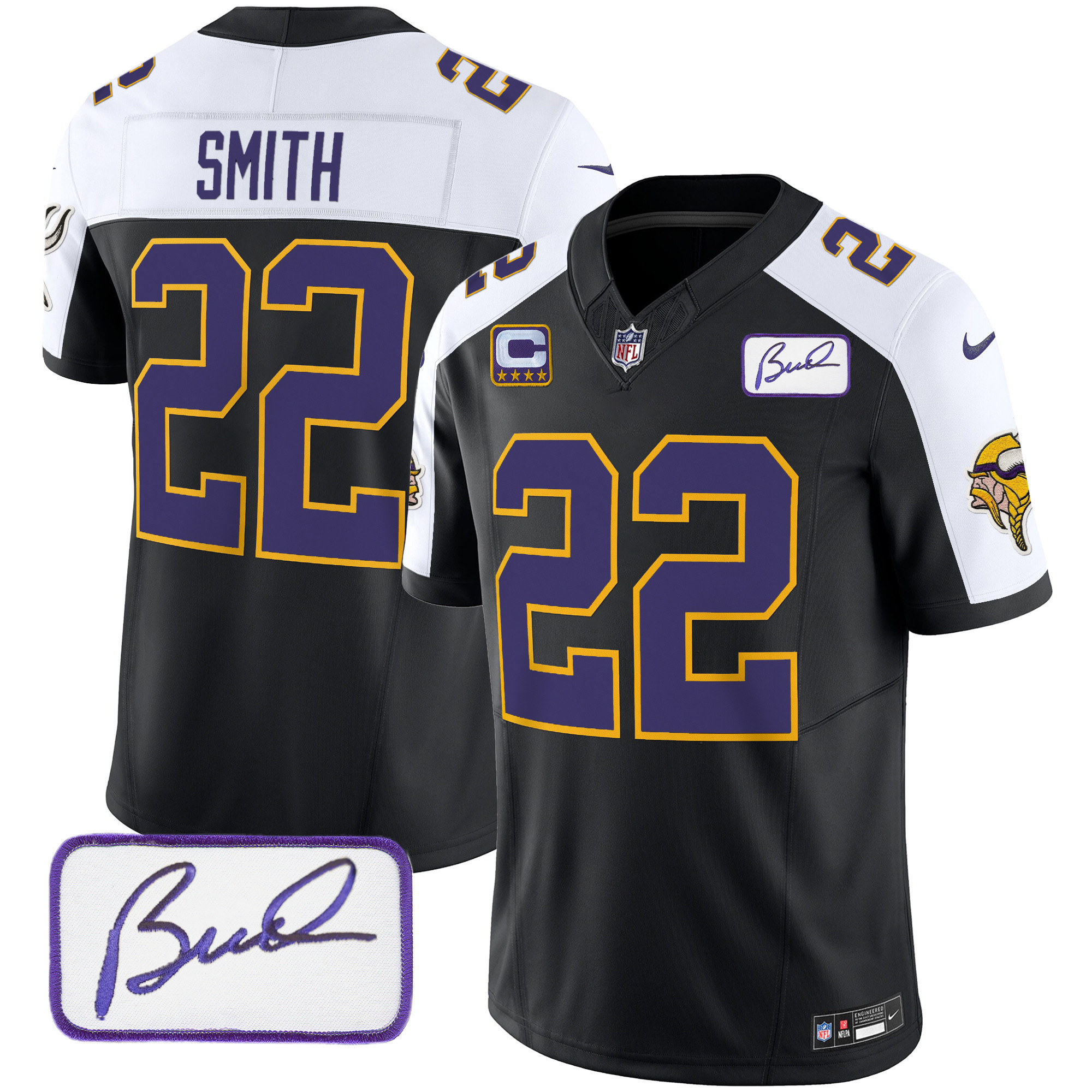 Harrison Smith Men's Minnesota Vikings Bud Grant Patch Classic Limited Black Alternate Jersey - All Stitched