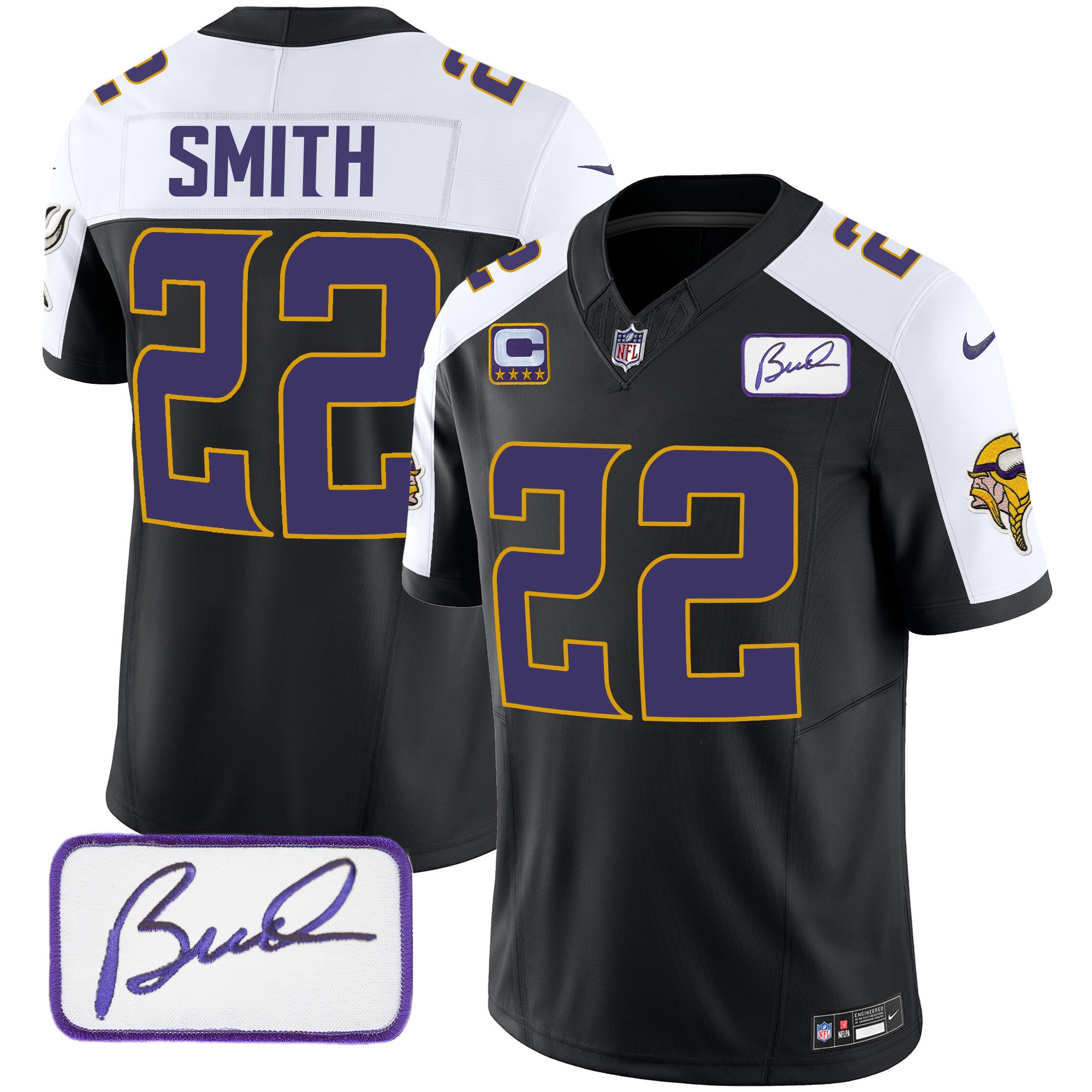 Harrison Smith Men's Minnesota Vikings Bud Grant Patch Classic Limited Black Alternate Jersey - All Stitched