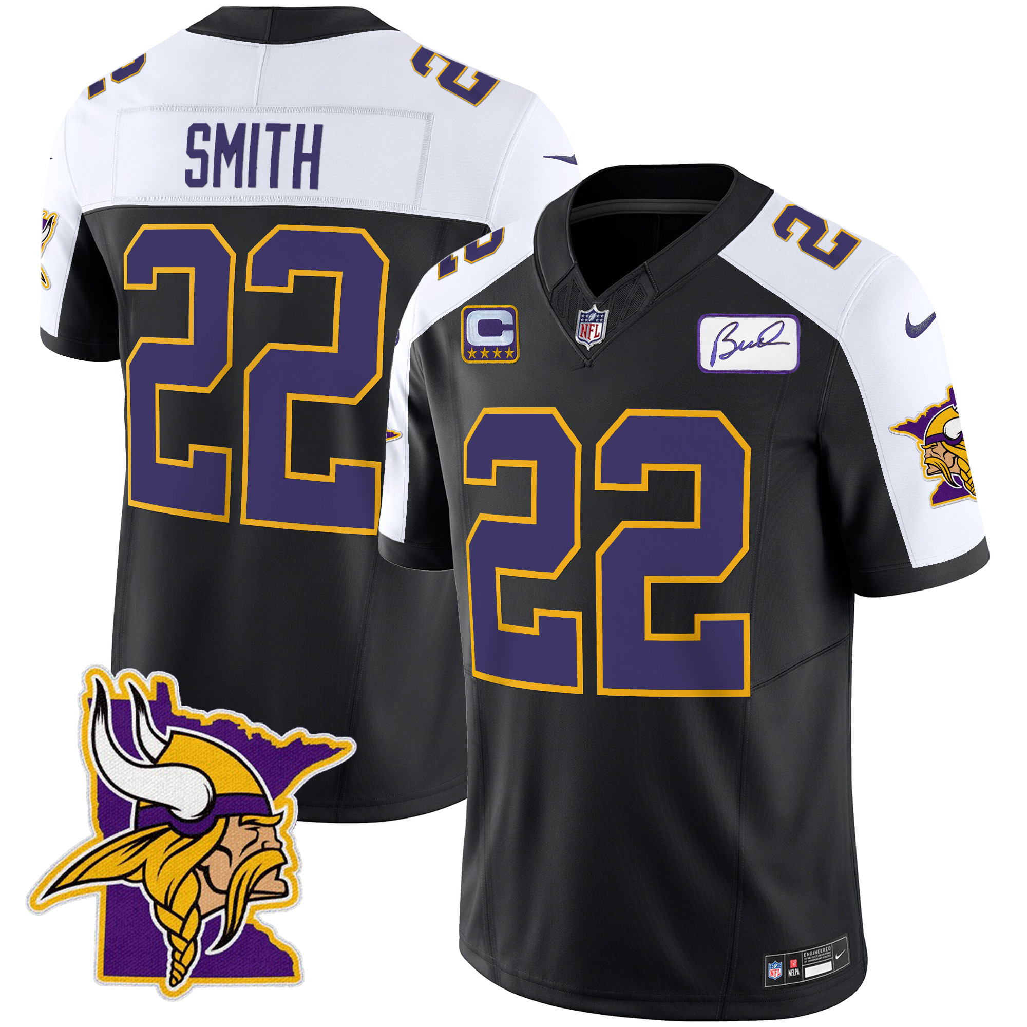 Harrison Smith Men's Minnesota Vikings Bud Grant Patch Classic Limited Black Alternate Jersey - All Stitched