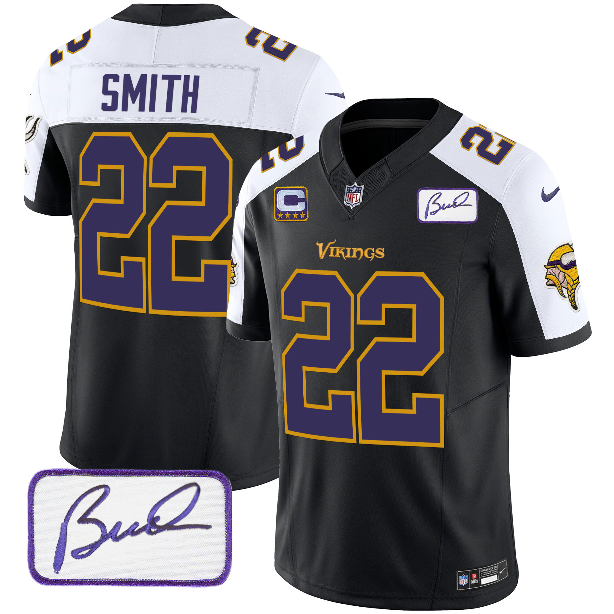 Harrison Smith Men's Minnesota Vikings Bud Grant Patch Classic Limited Black Alternate Jersey - All Stitched