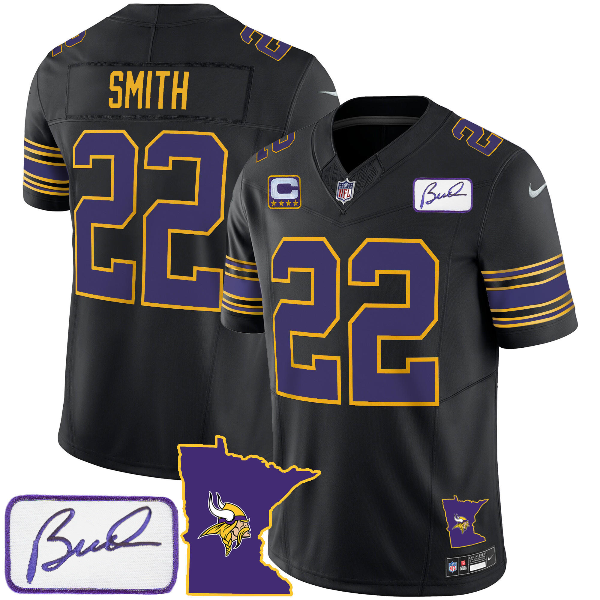 Harrison Smith Men's Minnesota Vikings Bud Grant Patch Classic Limited Black Jersey - All Stitched