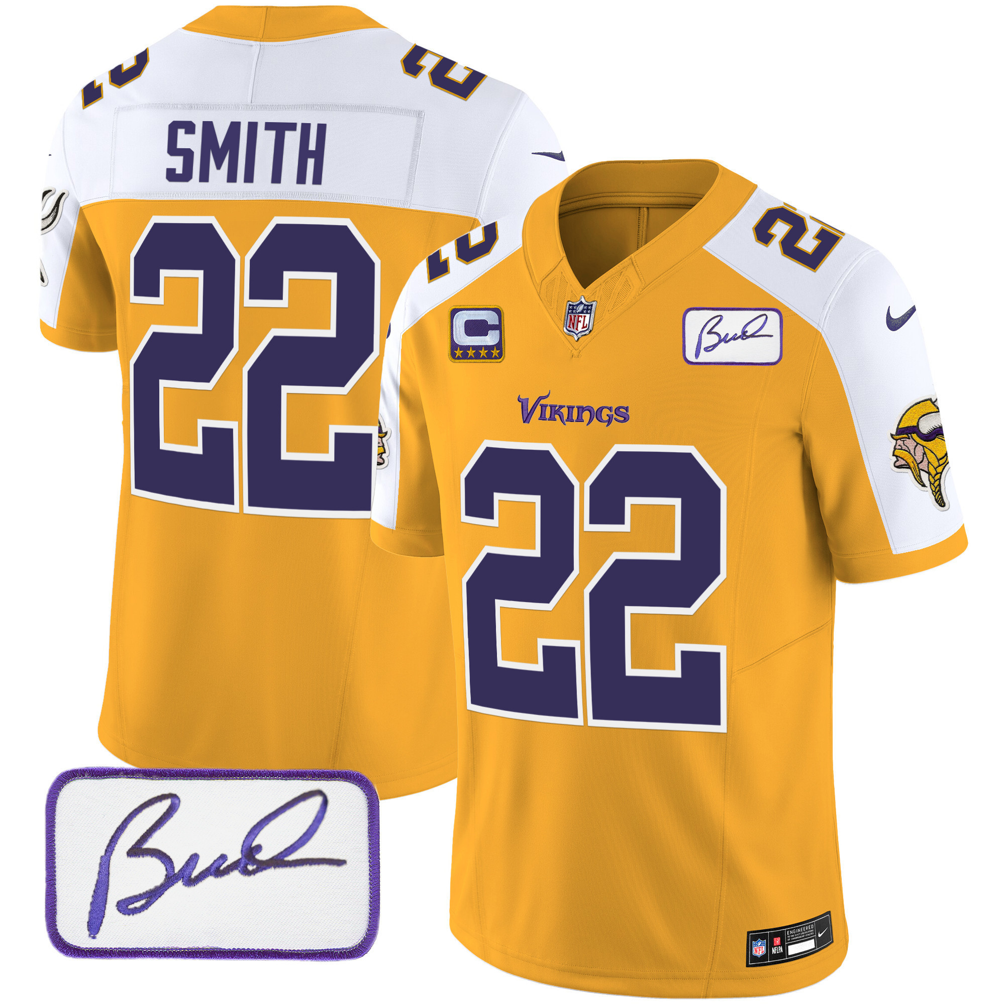 Harrison Smith Men's Minnesota Vikings Bud Grant Patch Classic Limited Gold Alternate Jersey - All Stitched