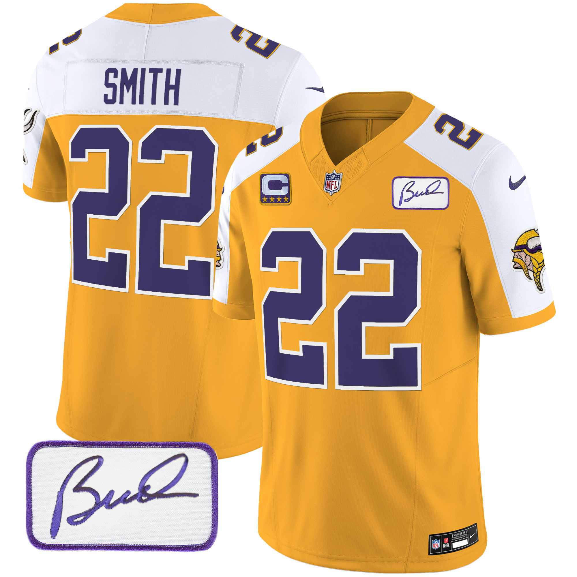 Harrison Smith Men's Minnesota Vikings Bud Grant Patch Classic Limited Gold Alternate Jersey - All Stitched