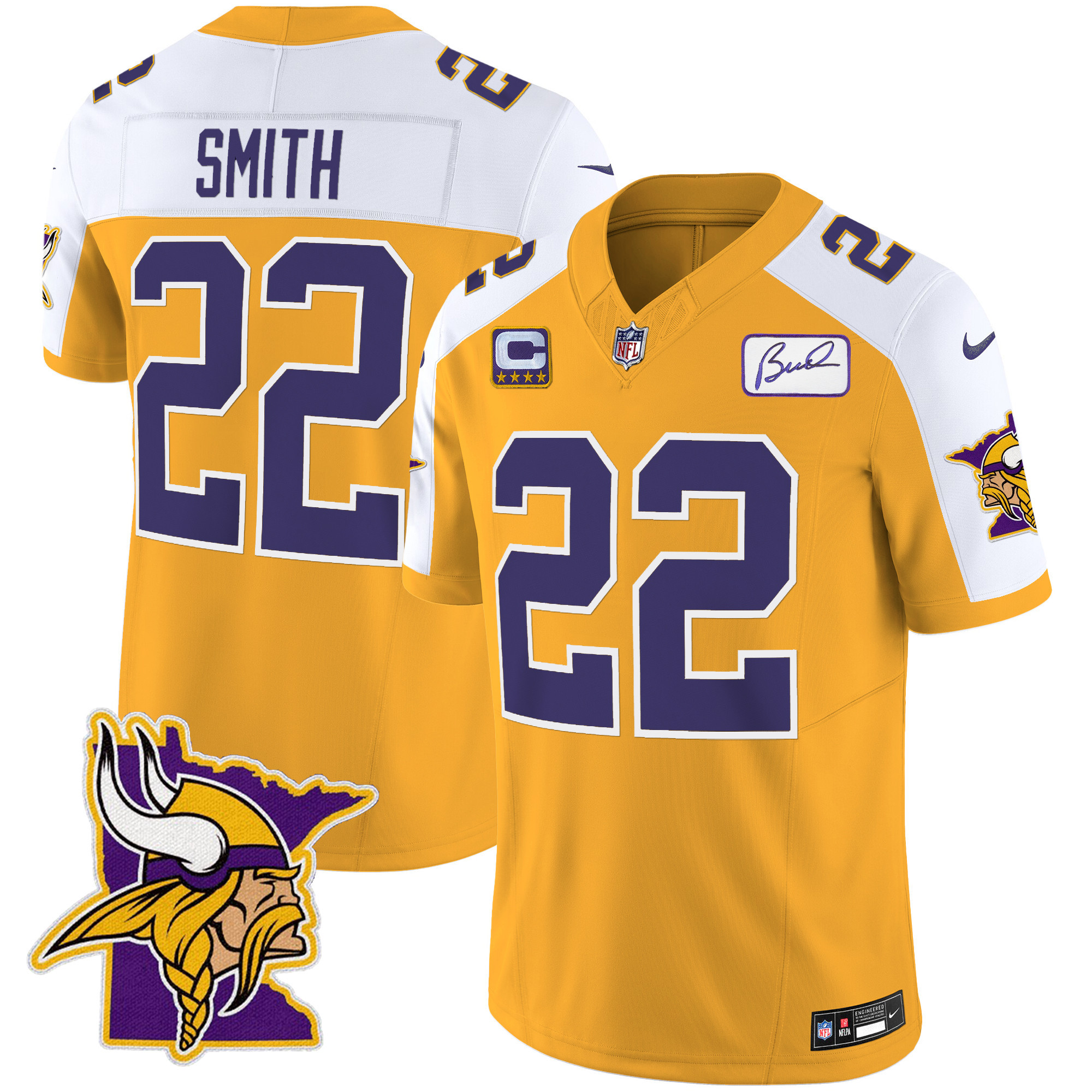 Harrison Smith Men's Minnesota Vikings Bud Grant Patch Classic Limited Gold Alternate Jersey - All Stitched