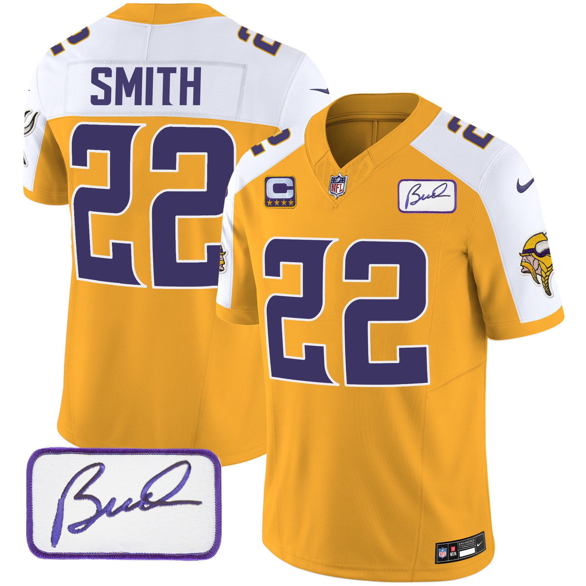 Harrison Smith Men's Minnesota Vikings Bud Grant Patch Classic Limited Gold Alternate Jersey - All Stitched