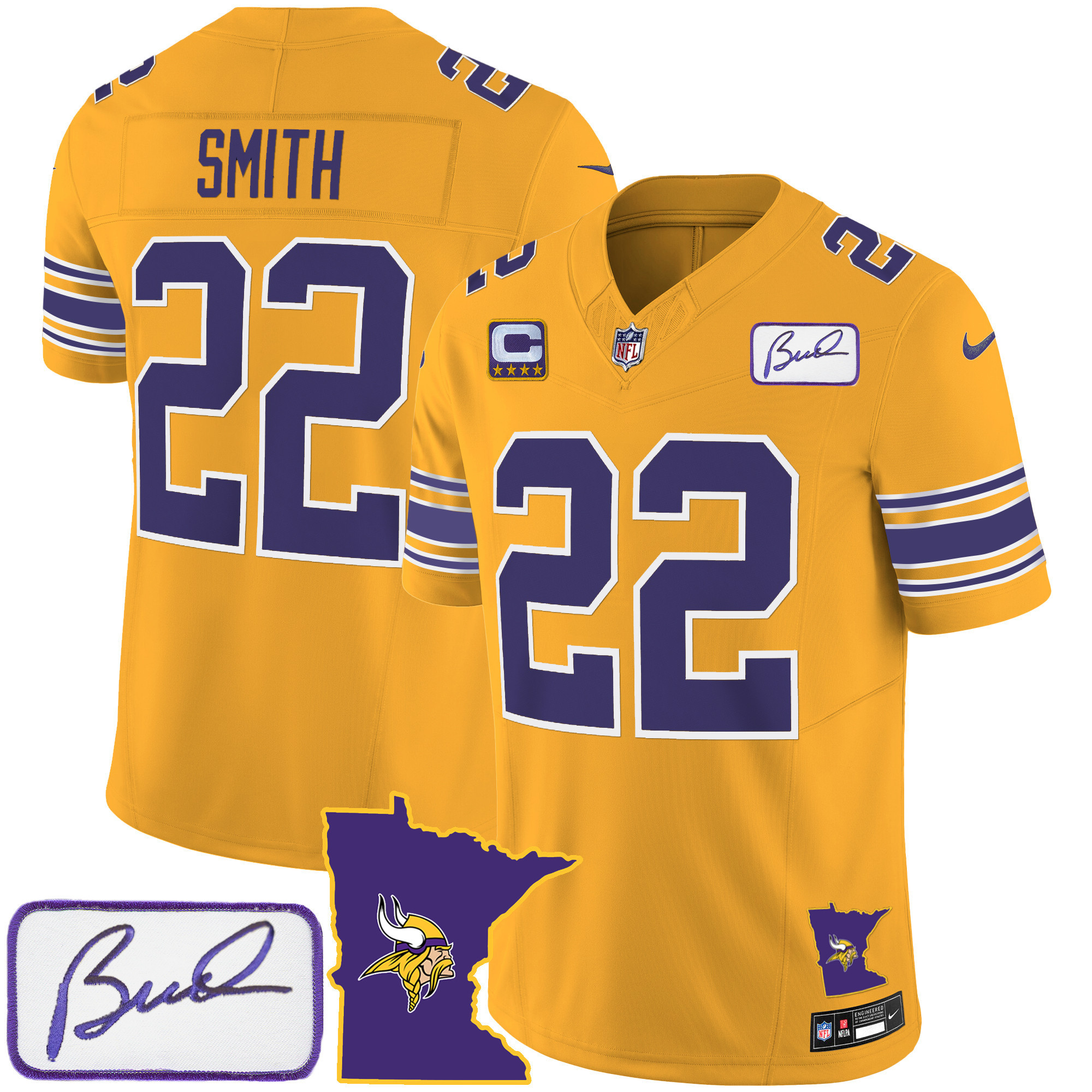 Harrison Smith Men's Minnesota Vikings Bud Grant Patch Classic Limited Gold Jersey - All Stitched