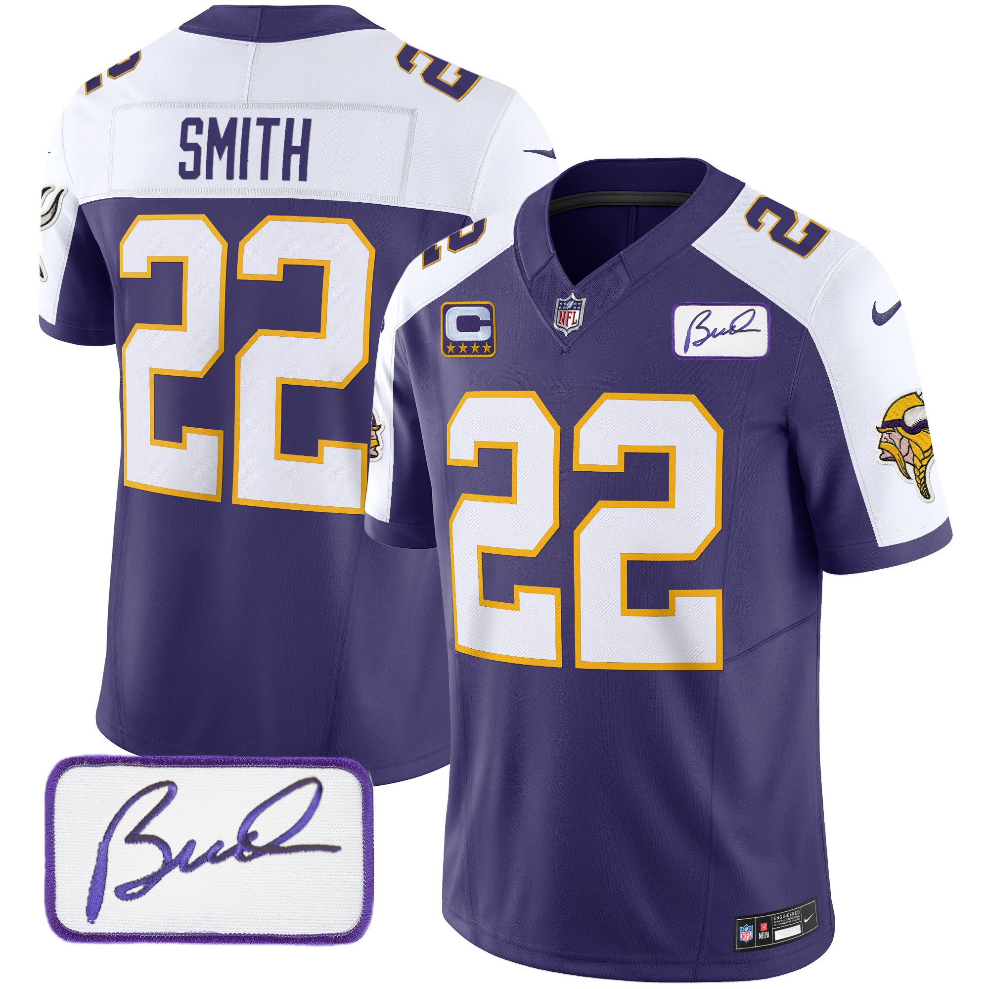 Harrison Smith Men's Minnesota Vikings Bud Grant Patch Classic Limited Purple Alternate Jersey - All Stitched