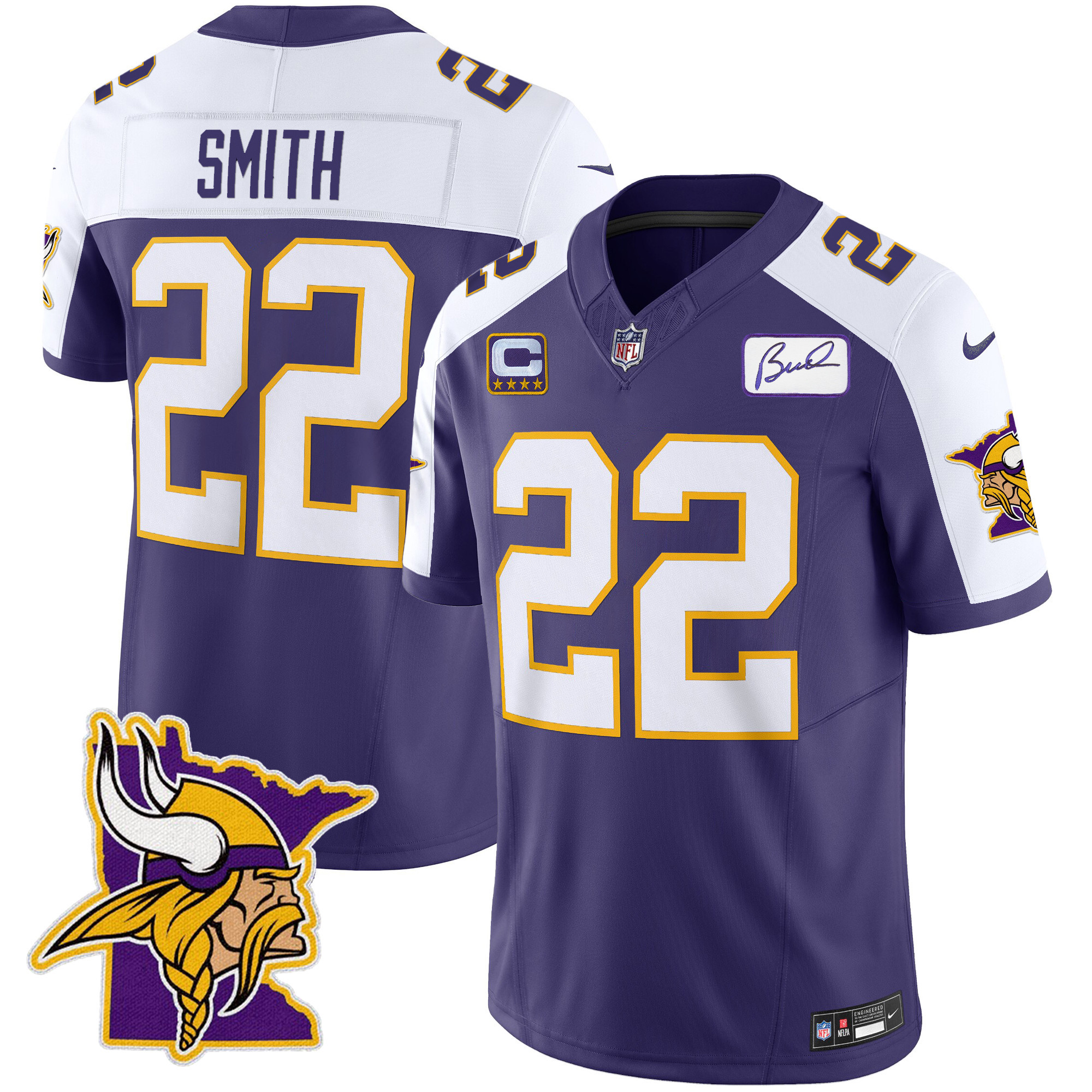 Harrison Smith Men's Minnesota Vikings Bud Grant Patch Classic Limited Purple Alternate Jersey - All Stitched