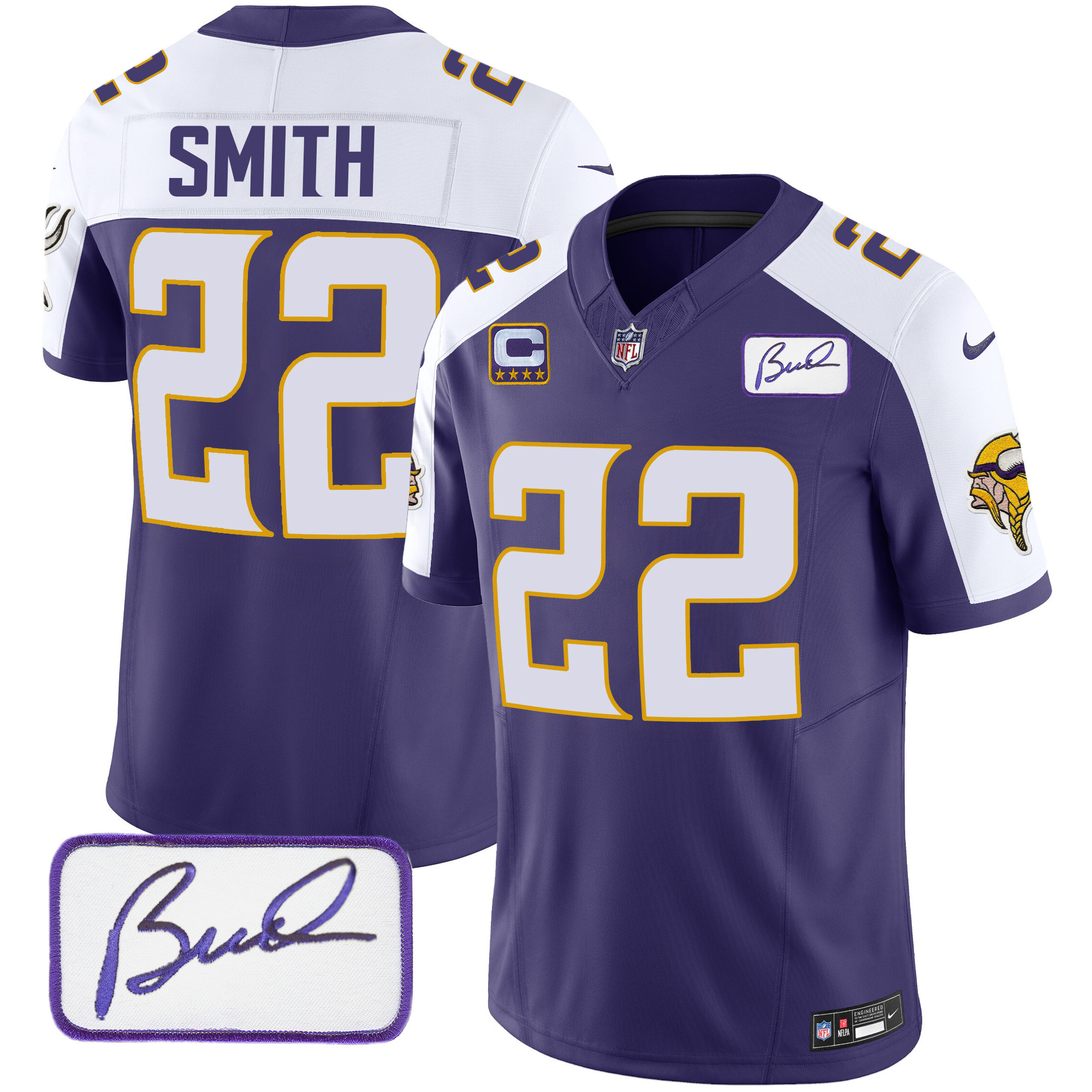 Harrison Smith Men's Minnesota Vikings Bud Grant Patch Classic Limited Purple Alternate Jersey - All Stitched