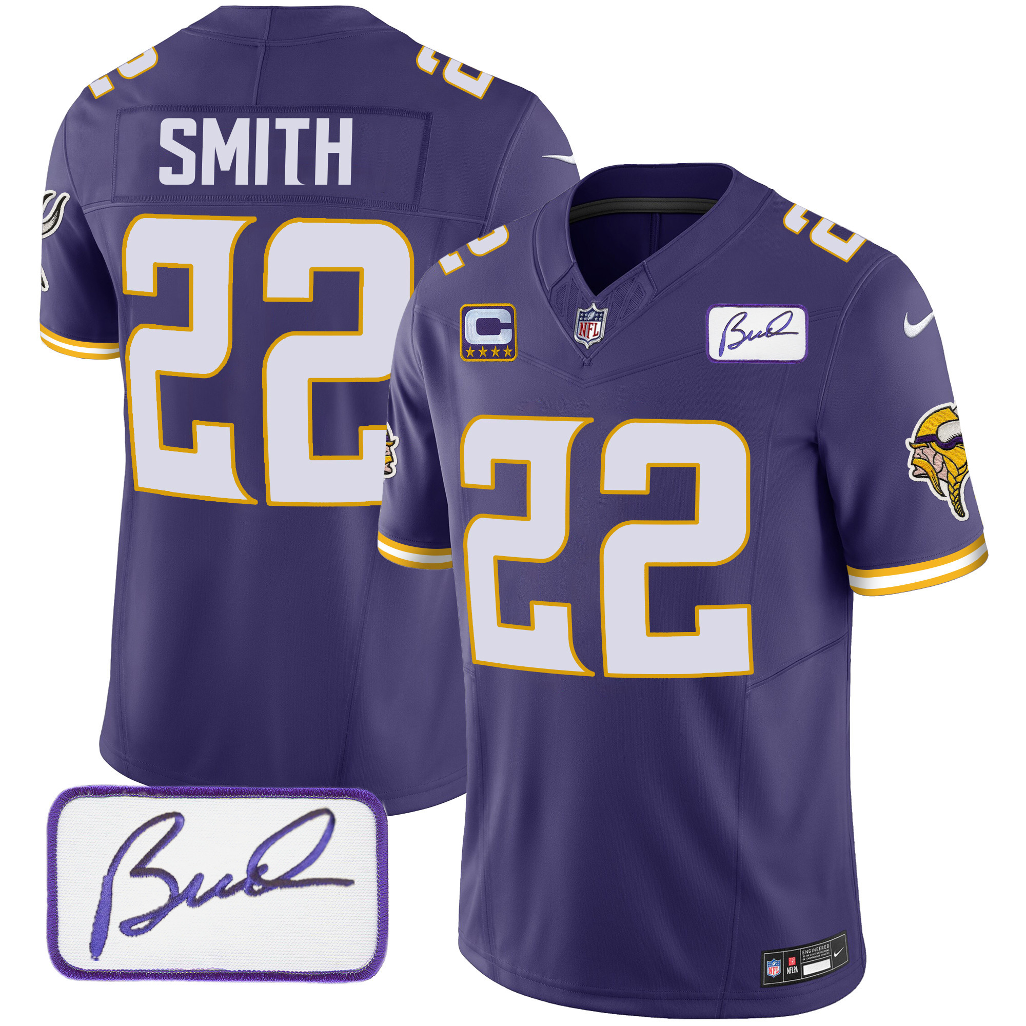 Harrison Smith Men's Minnesota Vikings Bud Grant Patch Classic Limited Purple Jersey - All Stitched