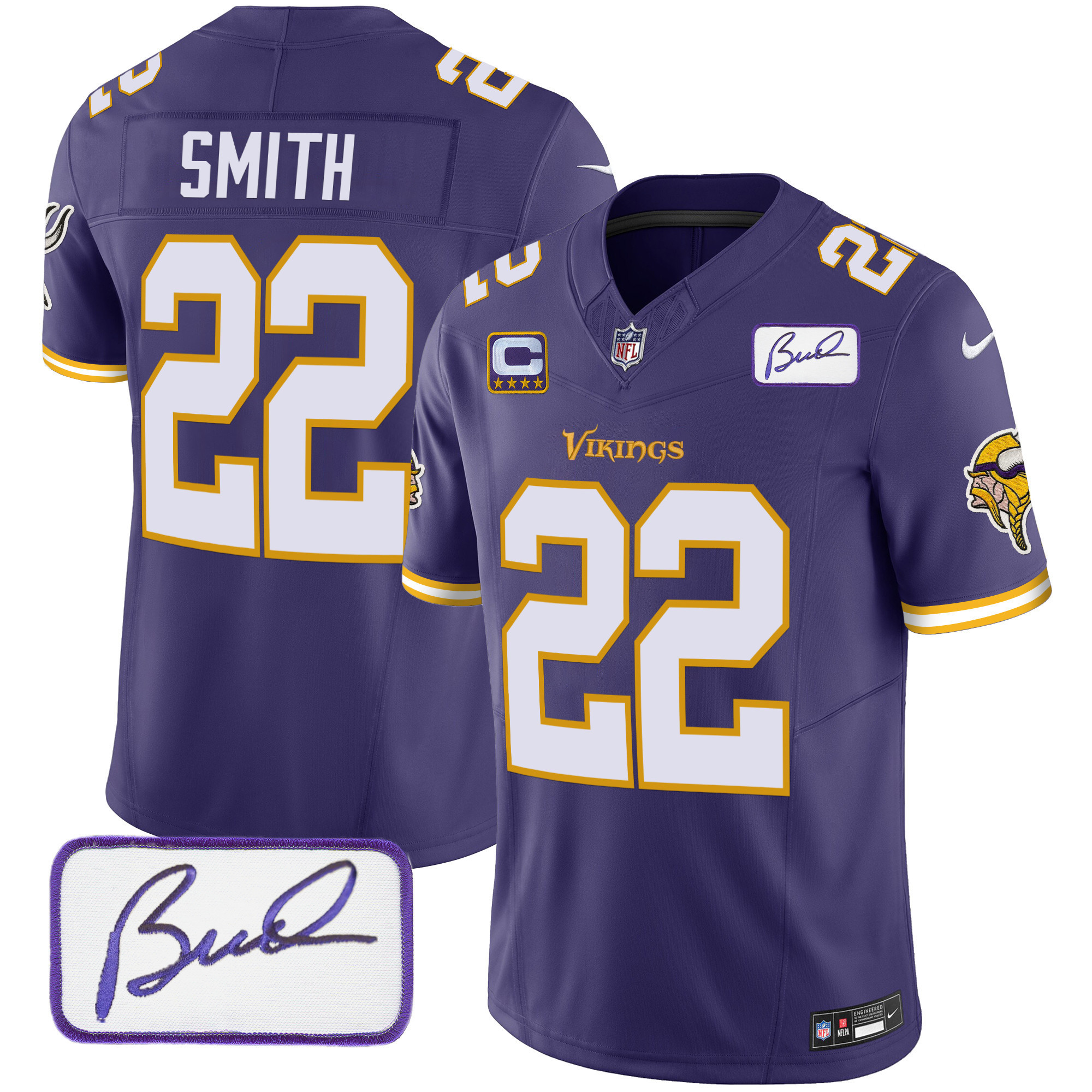 Harrison Smith Men's Minnesota Vikings Bud Grant Patch Classic Limited Purple Jersey - All Stitched