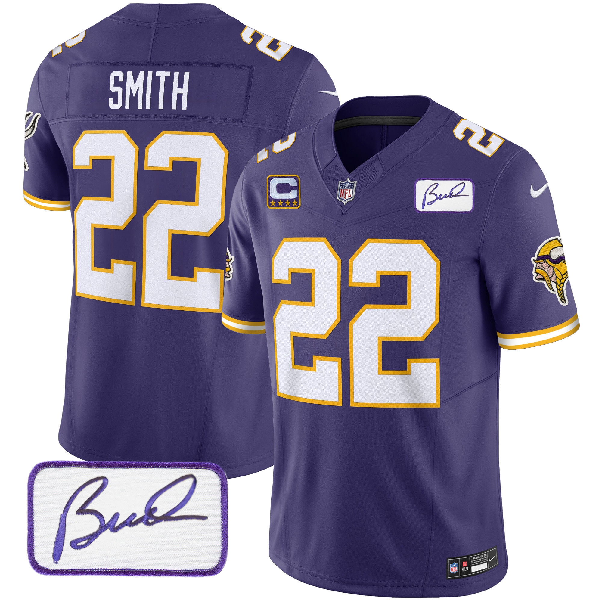 Harrison Smith Men's Minnesota Vikings Bud Grant Patch Classic Limited Purple Jersey - All Stitched