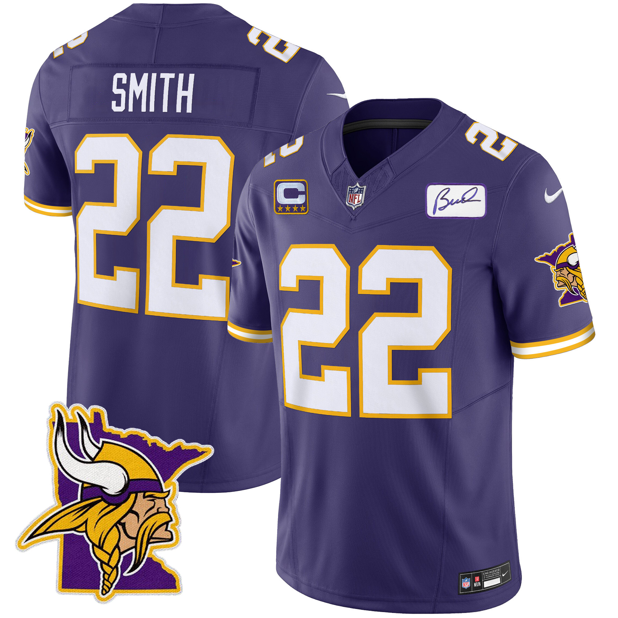 Harrison Smith Men's Minnesota Vikings Bud Grant Patch Classic Limited Purple Jersey - All Stitched