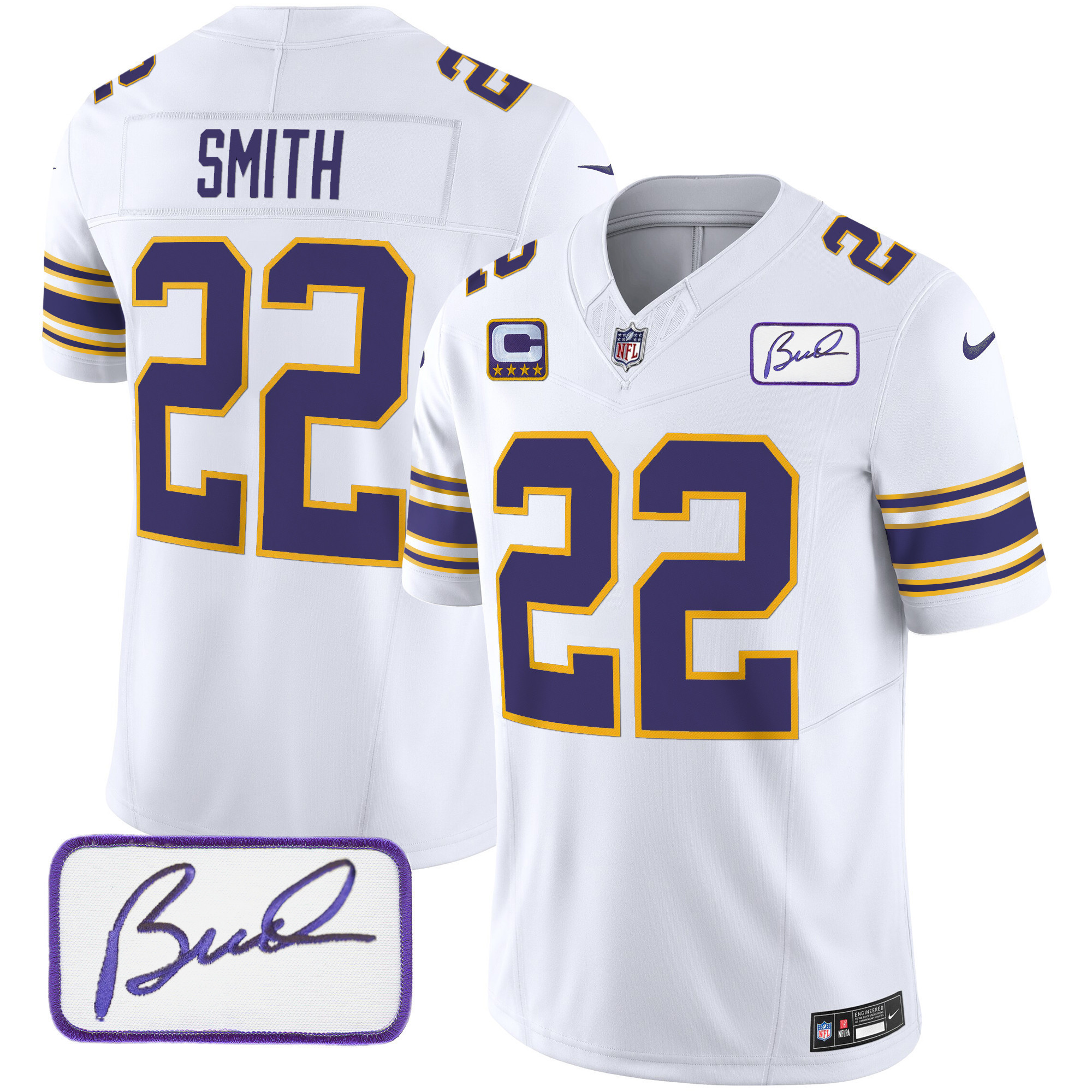 Harrison Smith Men's Minnesota Vikings Bud Grant Patch Classic Limited White Jersey - All Stitched