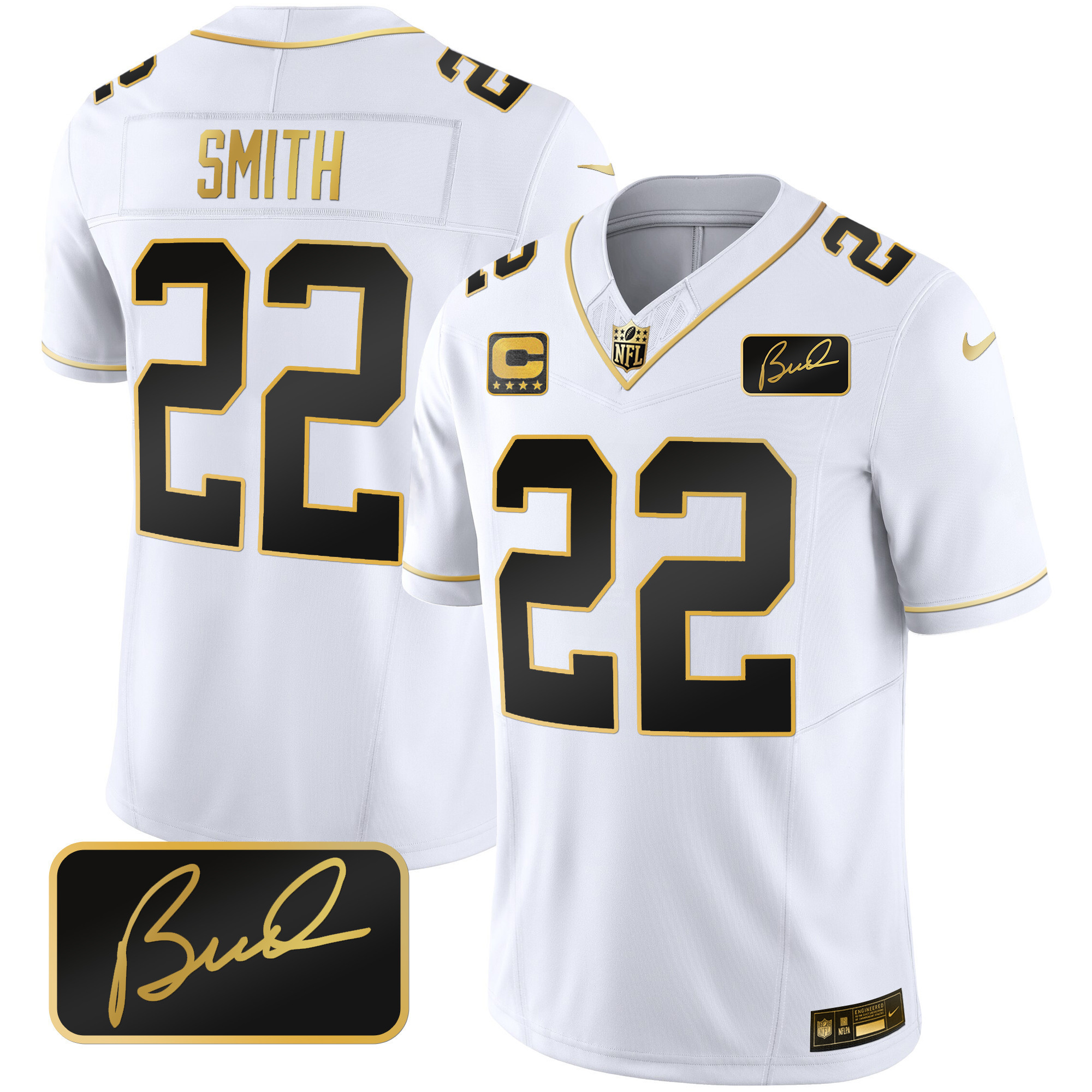 Harrison Smith Men's Minnesota Vikings Bud Grant Patch Gold Limited White Gold Jersey - All Stitched