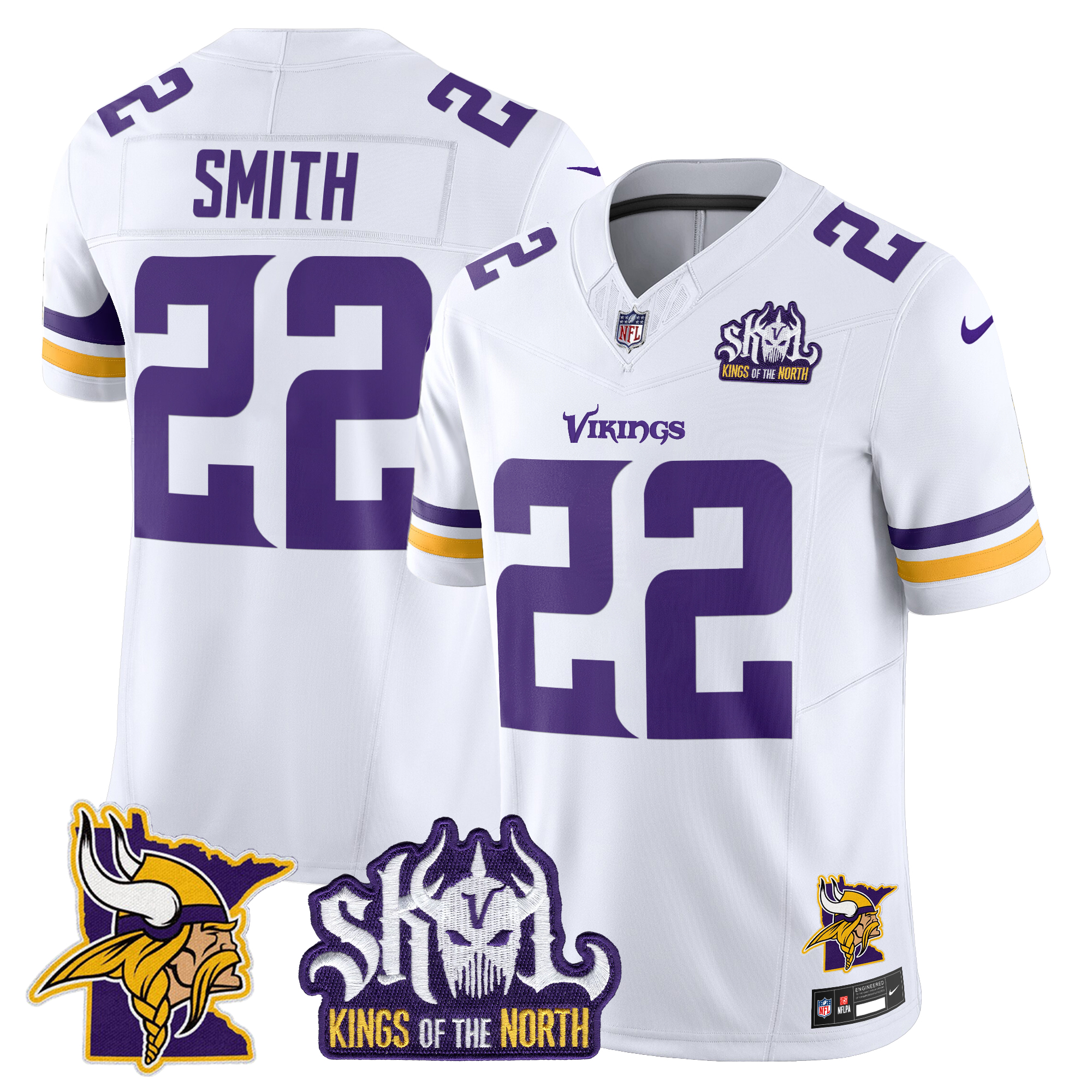 Harrison Smith Men's Minnesota Vikings Kings Of The North Patch Vapor Limited White Jersey - All Stitched