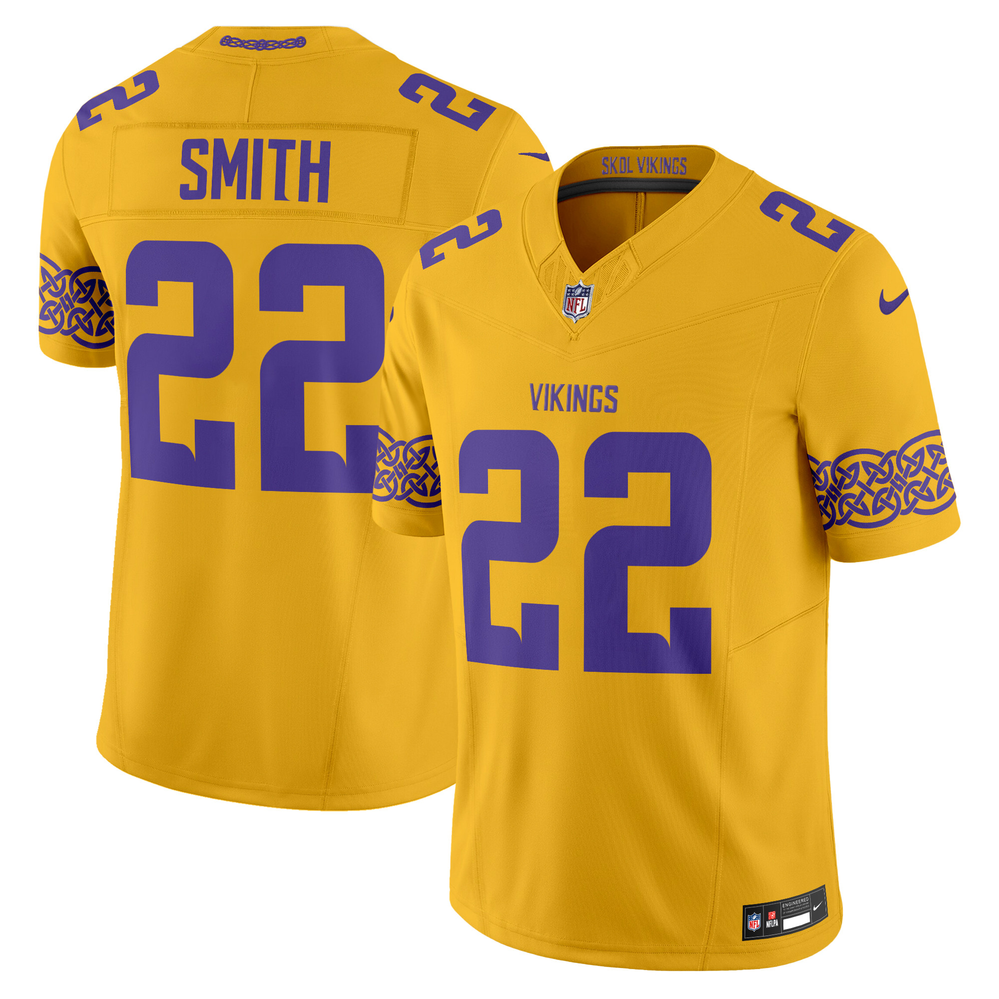 Harrison Smith Men's Minnesota Vikings Nordic Pattern Vapor Limited Gold Jersey - All Stitched
