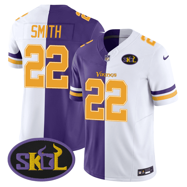 Harrison Smith Men's Minnesota Vikings SKOL Patch Purple/ White Split Split Jersey - All Stitched