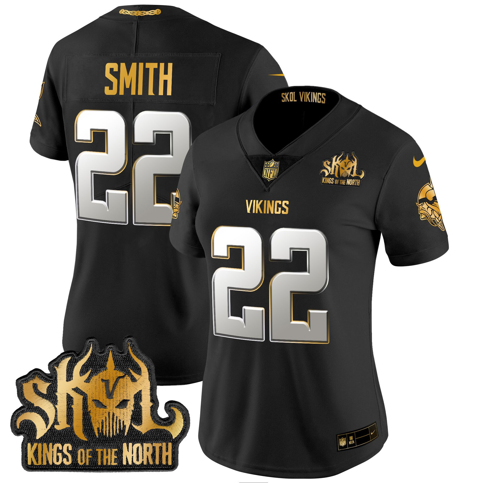 Harrison Smith Women's Minnesota Vikings 2024 Winter Warrior Skol Patch Gold Vapor Limited Black Limited Jersey - All Stitched