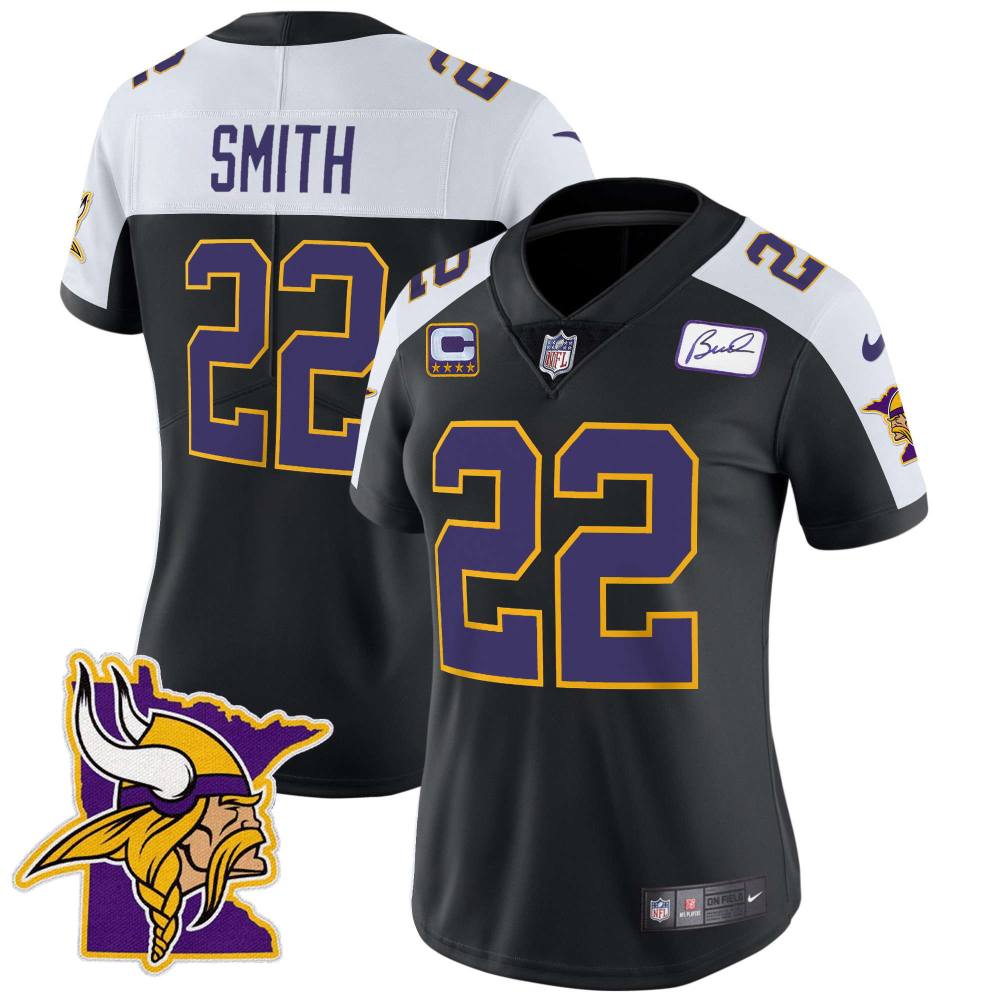 Harrison Smith Women's Minnesota Vikings Bud Grant Patch Classic Limited Black Alternate Jersey - All Stitched