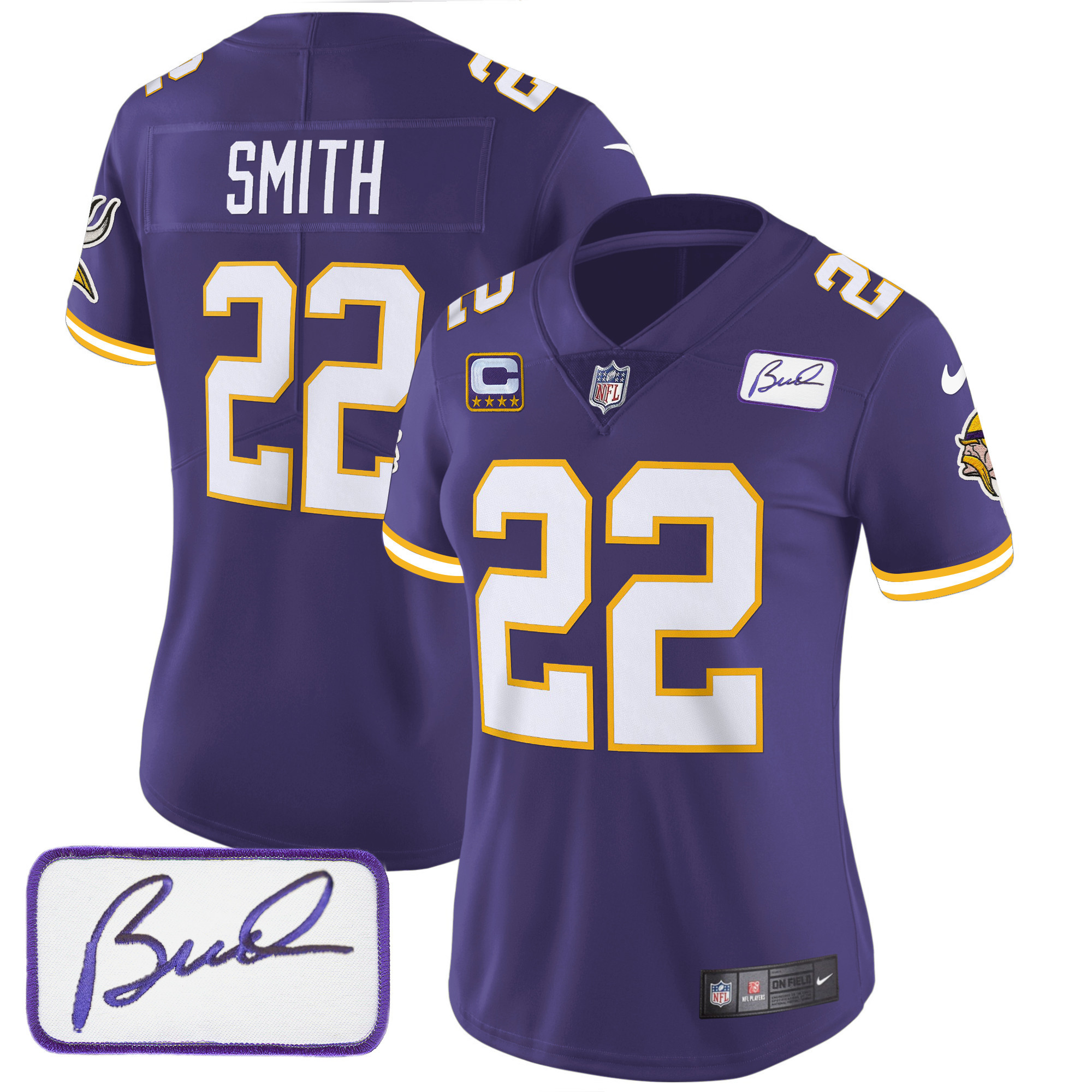Harrison Smith Women's Minnesota Vikings Bud Grant Patch Classic Limited Purple Jersey - All Stitched