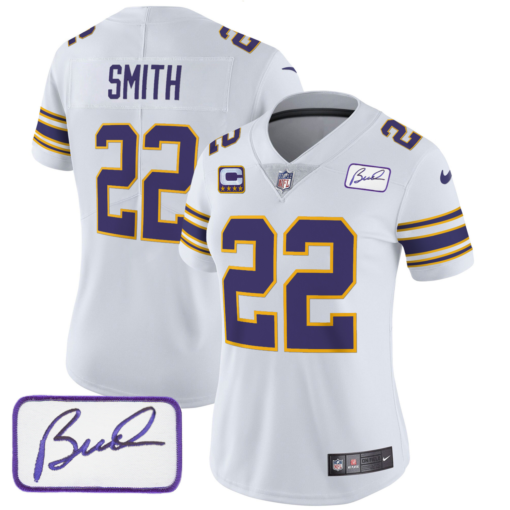 Harrison Smith Women's Minnesota Vikings Bud Grant Patch Classic Limited White Jersey - All Stitched