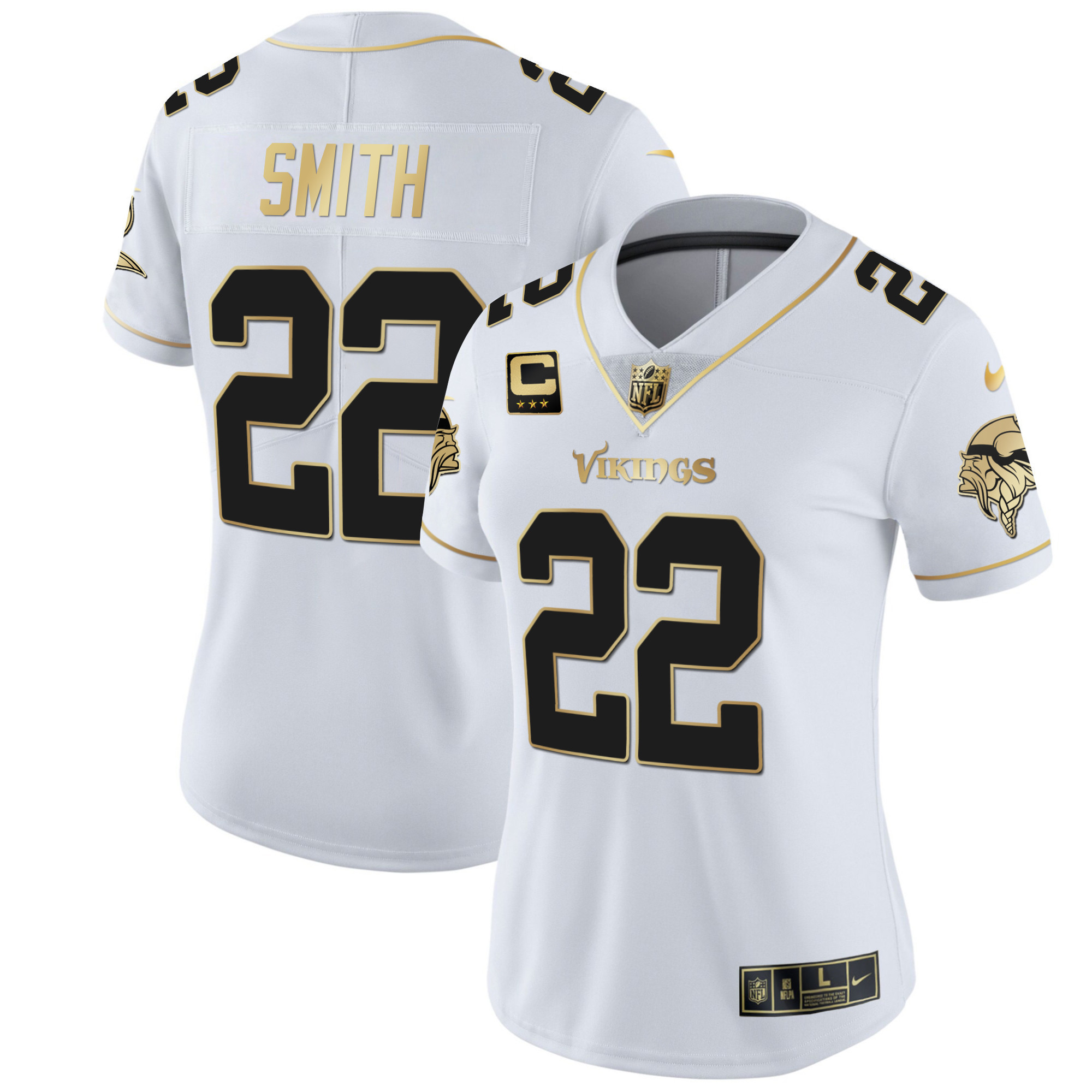 Harrison Smith Women's Minnesota Vikings White Gold & Black Gold - All Stitched White Gold Jersey - All Stitched